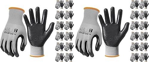 Miniatura 37 de Guantes de trabajo de seguridad - Guante protector para hombres y mujeres - Protección de mano ultradelgada - Para construcción, jardinería, Negro