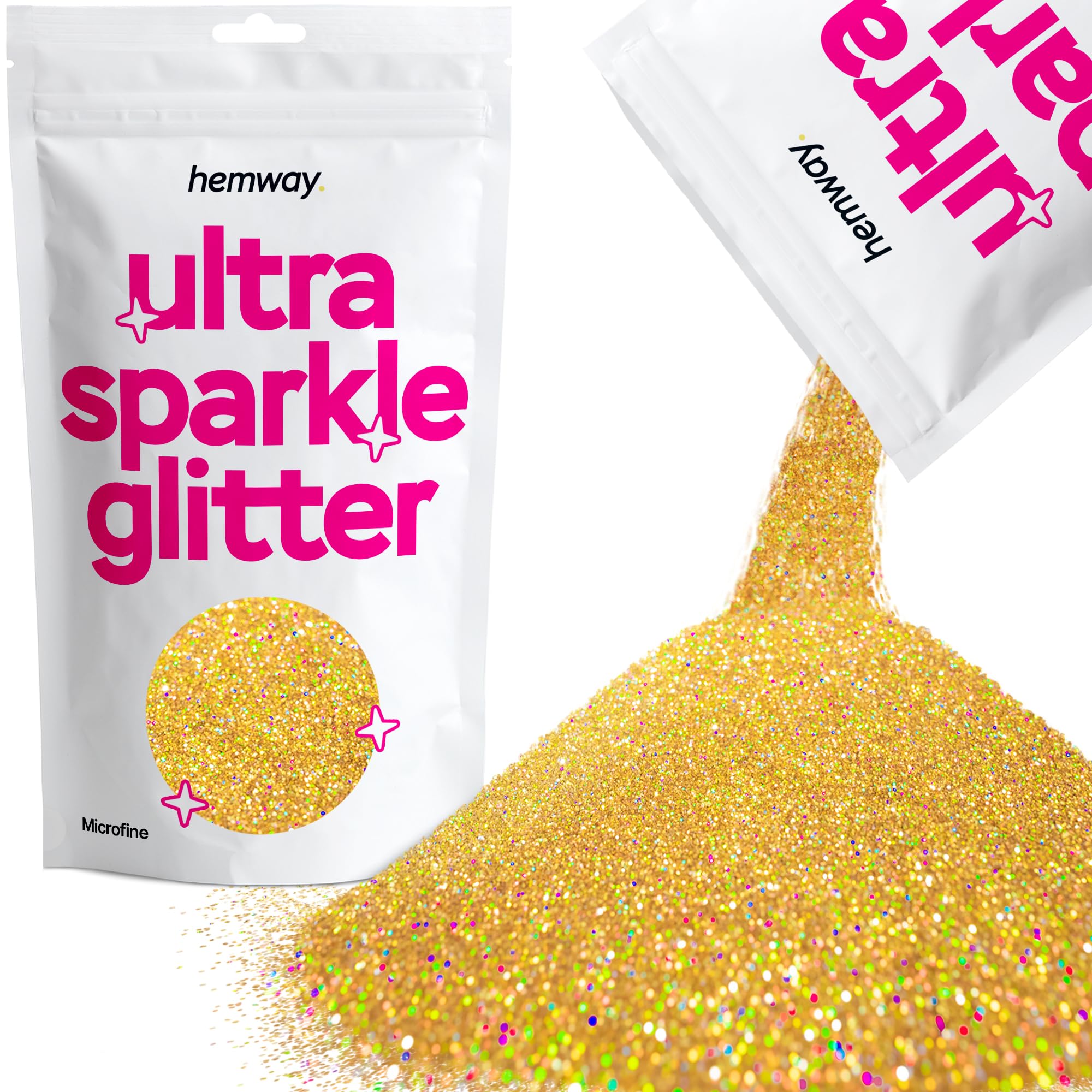 Hemway Ultra Sparkle Glitter Baby Pink Iridescent 100g Fine | Glitter for Arts & Craft, Makeup, Nail Art, Crafting, Card Making, Sparkle Decoration — view 72
