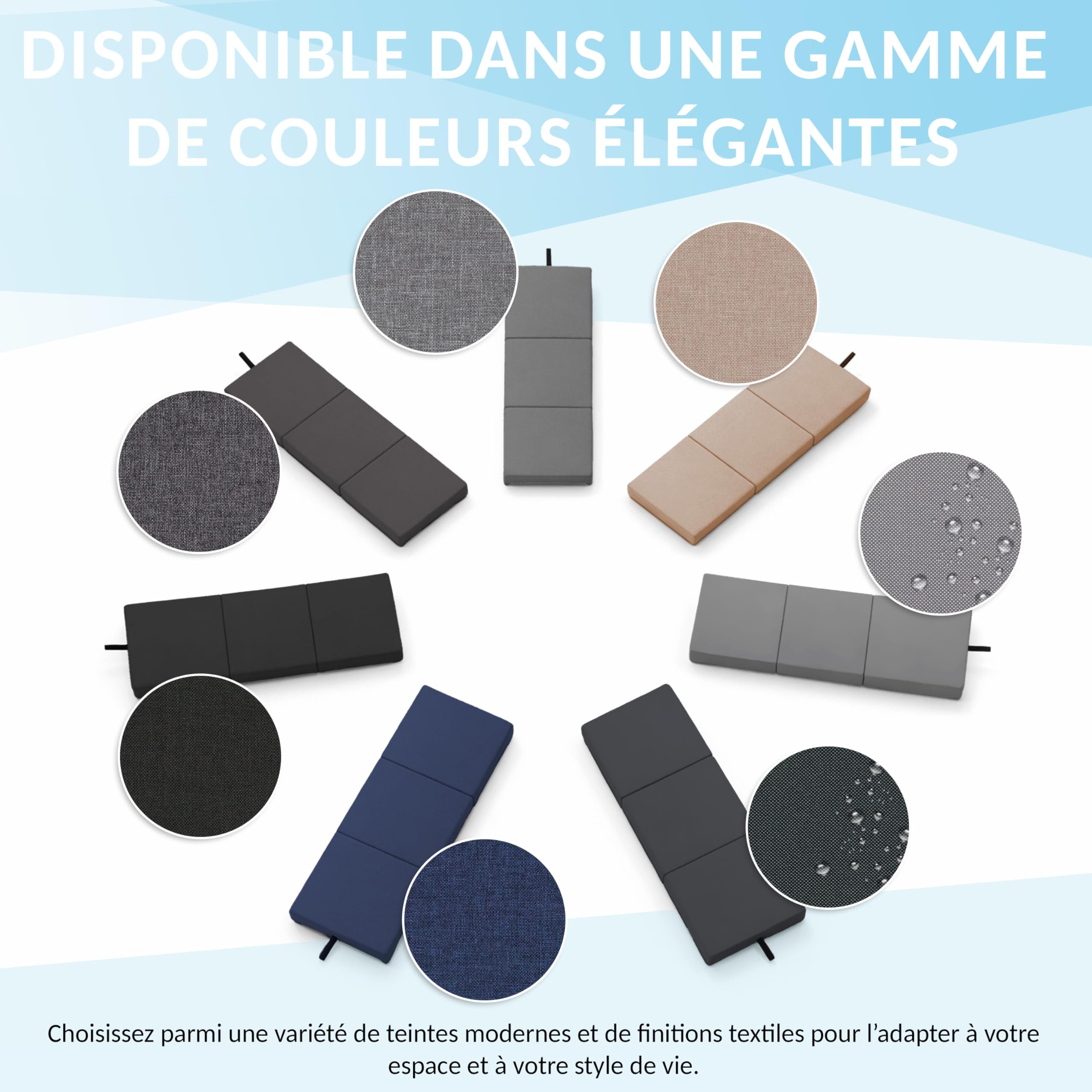 POKAR Matelas Pliable 80x195x15 cm | Matelas Pliant en 3 Parties | Matelas d'Appoint pour Invités et Camping | Matelas en Mousse Extra Épais, Housse Amovible | Oeko-TEX | Fabriqué en UE | Gris