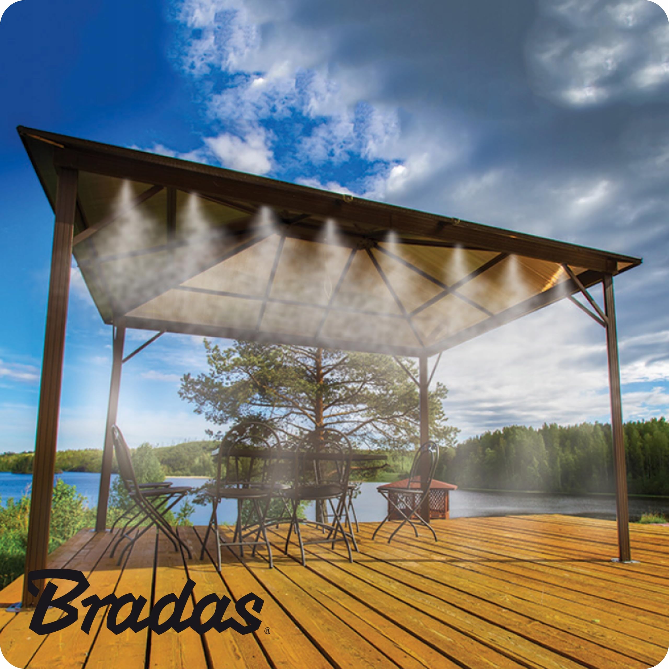 Bradas - Sprühnebel set für terrasse kühlung - Garten Wassernebel - Rasensprenger Wasser vernebler - Sprühsystem - Kühlsystem Nebeldusche - Nebelkühlsystem - Bewässerungssystem Balkon - 10m