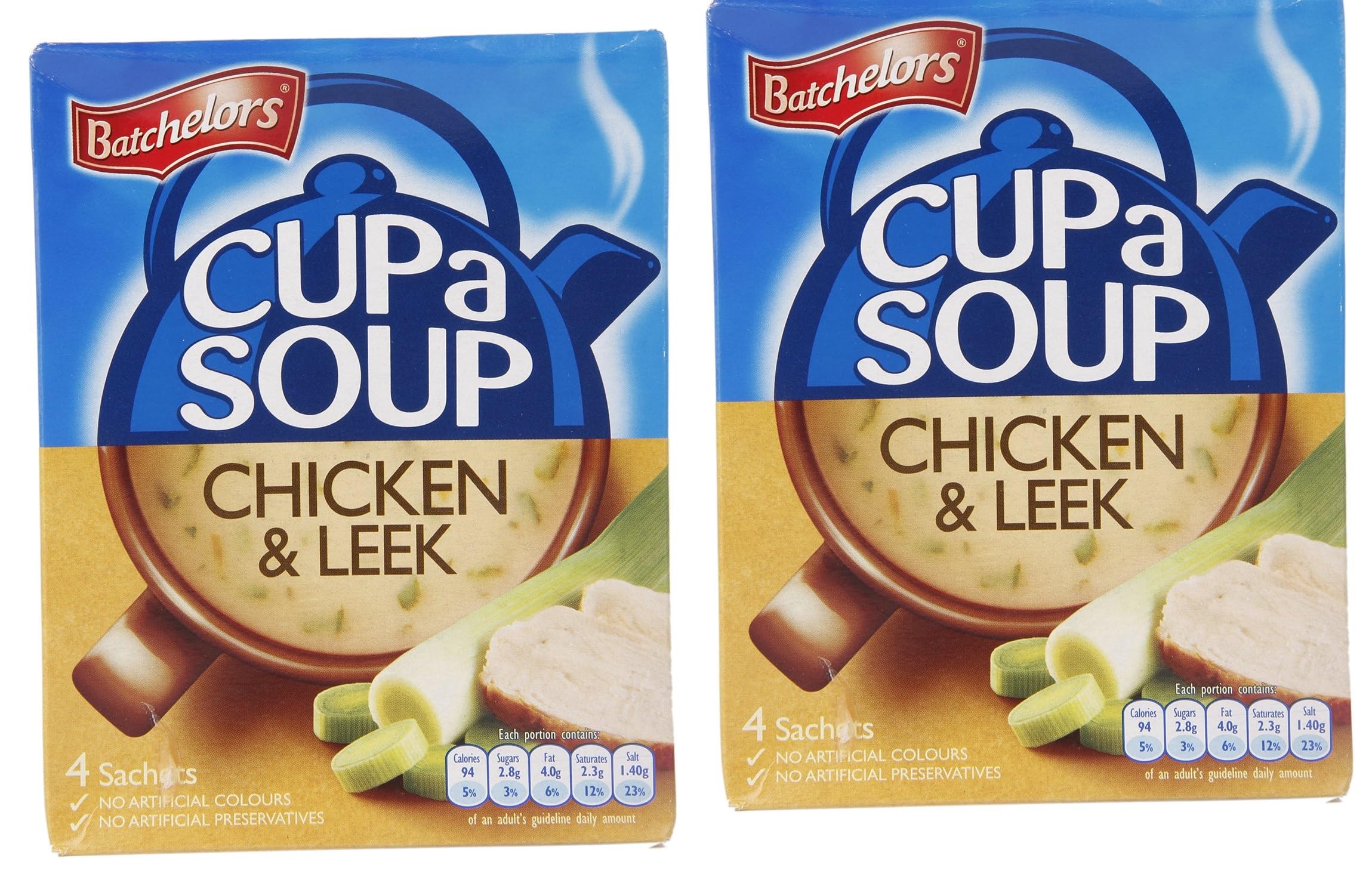 Batchelors Cup a Soup Chicken & Leek Is Infused With The Delicate Flavor Of Tender Pieces Of Chicken 4 Sachets 86gm (Pack Of 2)