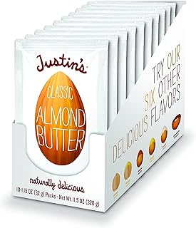 JUSTIN'S Classic Gluten-Free Almond Butter Squeeze Packs, 1.15 Ounce (Pack of 10)