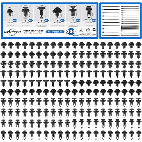 Miniatura 8 de 200 clips de parachoques automotriz, kit de repuesto de remache de nailon para GM Ford Toyota, Honda, Chrysler Nissan, con 30 bridas para cables