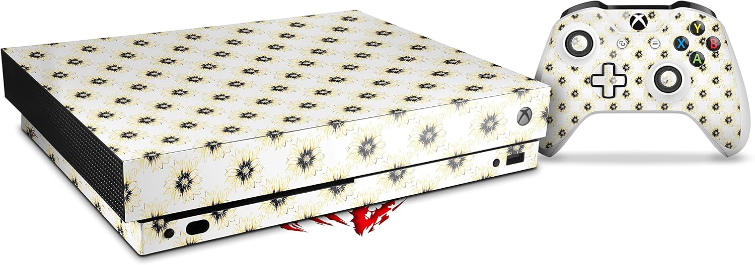 Decal Vinyl Skin Wrap Compatible with Xbox One X Console and Controller - Kearas Daisies Diffuse Glow Yellow