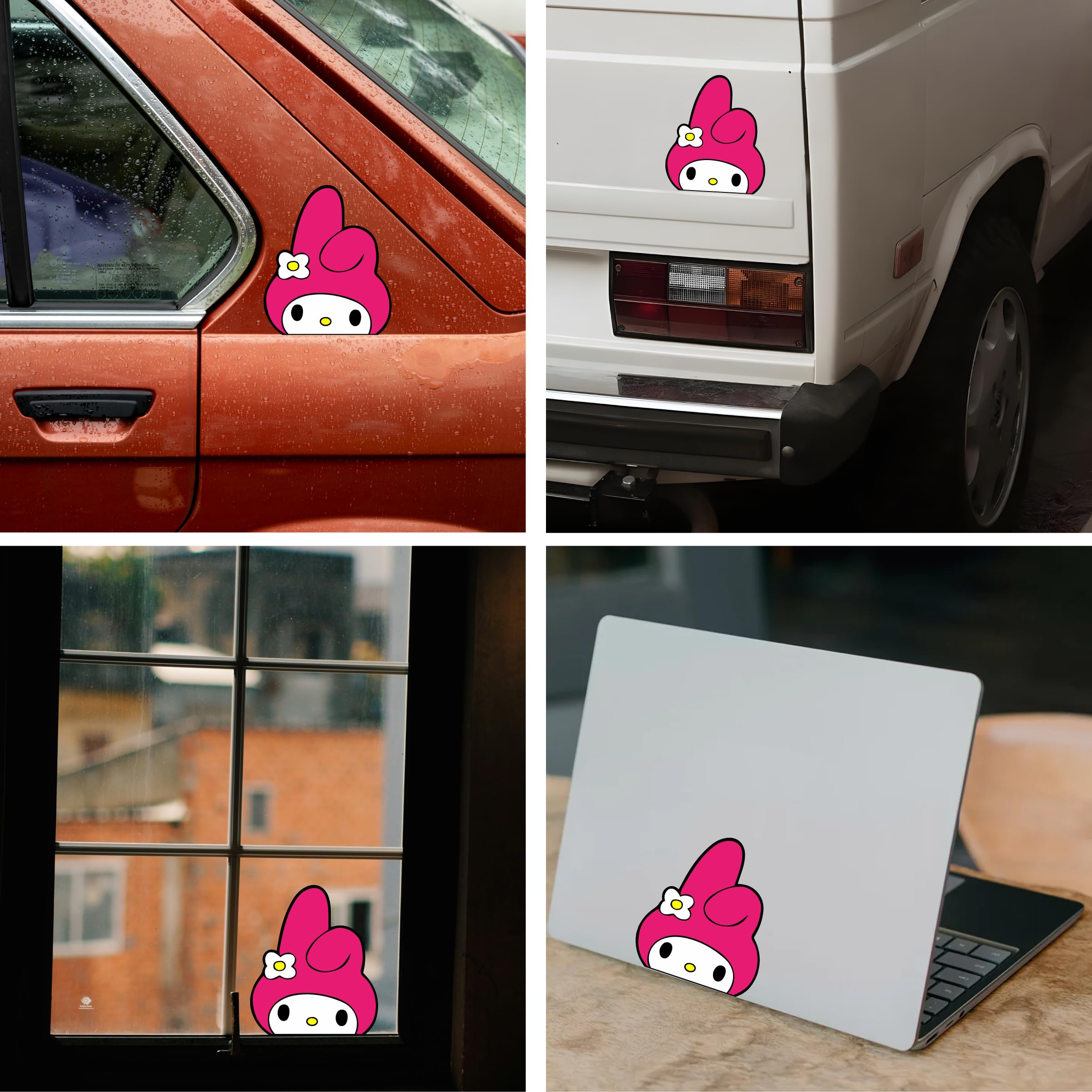 ISEE 360 My Melody Car Peeking Stickers for Car Home Window Laptop