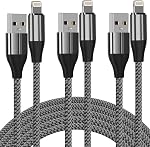 iPhone Charger Cable (3 Pack 10 Foot), [MFi Certified] 10 Feet Nylon Braided Lightning Cable, iPhone Charging Cord USB Cable Compatible with iPhone 11/Pro/X/Xs Max/XR/8 Plus /7 Plus/6/ iPad