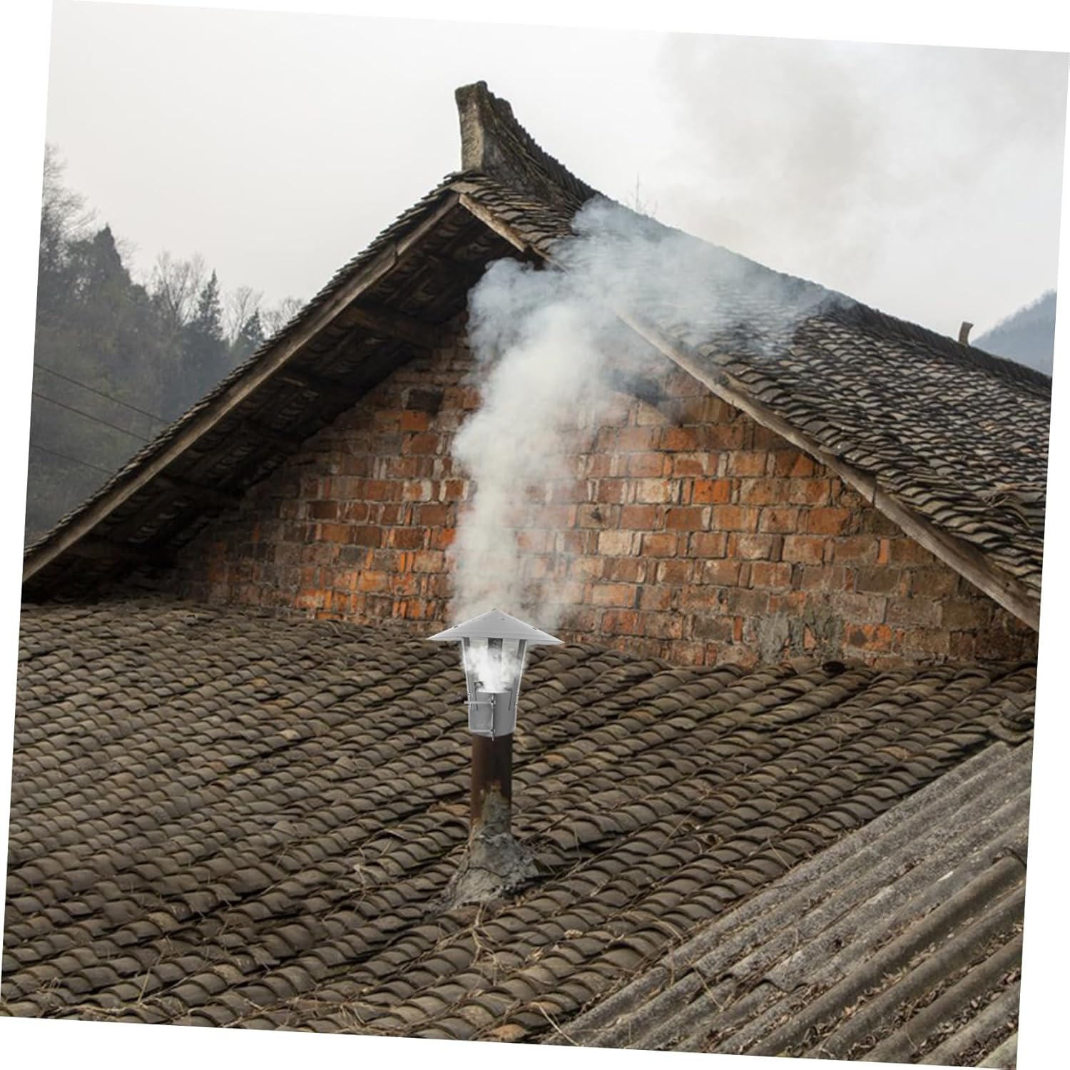 Cabilock 1pc Chimney Cap Galvanized Iron Rain Cap for Outdoor Fireplaces Compatible Chimneys Flue Pipes Against Leaves Pets