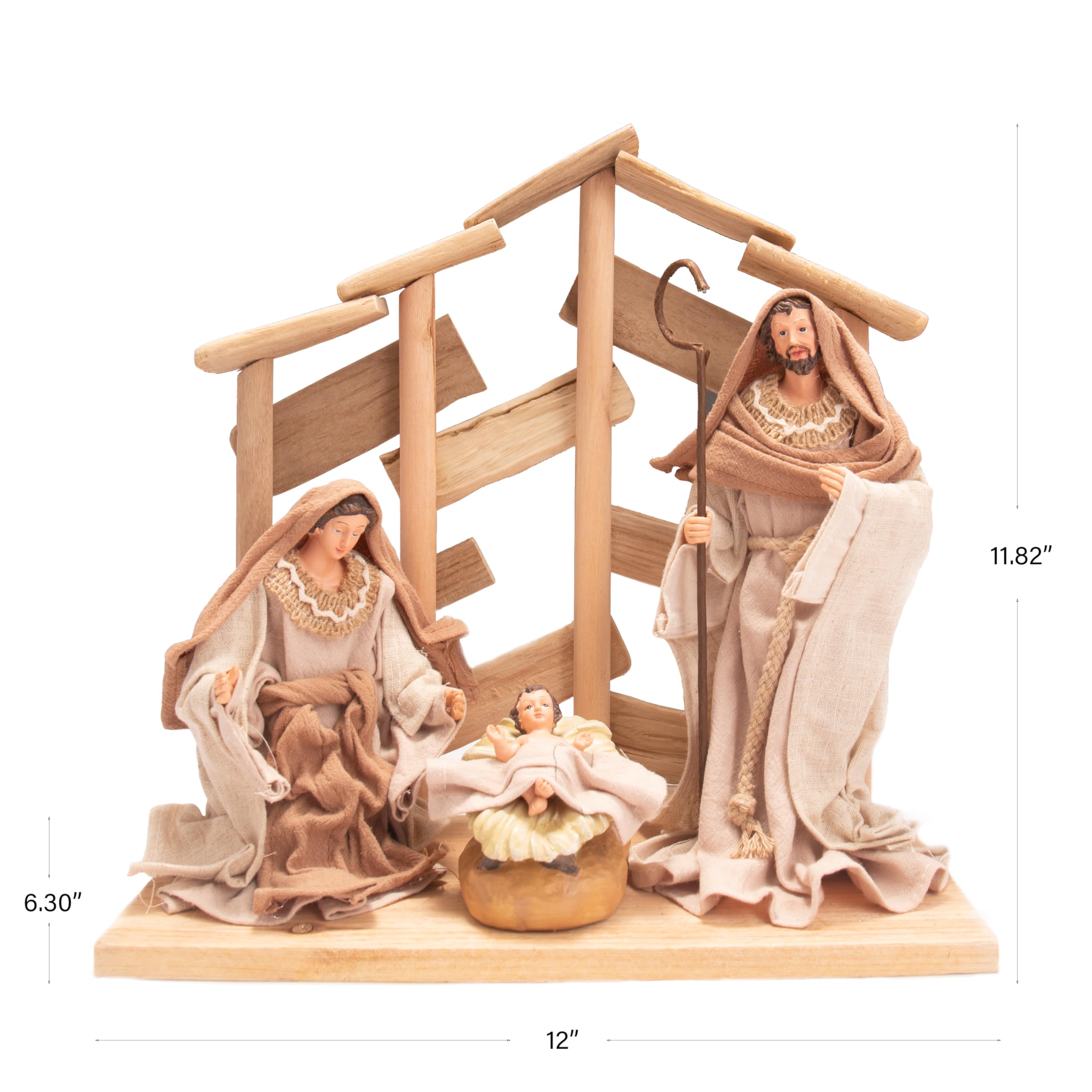 Nazareth Store Olivenholz Statue aus dem Heiligen Land Traditionelle Krippe Set ohne Stern Figuren mit Baumwollkleidung Spirituell