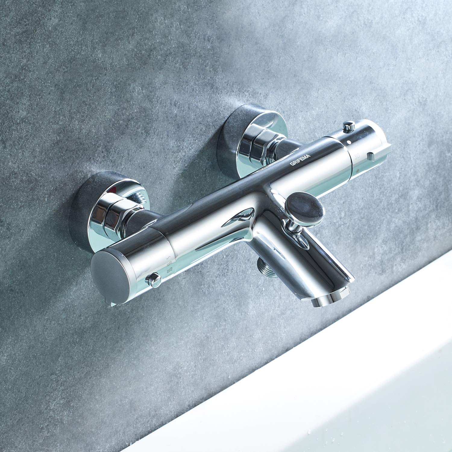 GRIFEMA Berlin - Termostato para baño y ducha, grifo de termostática, Cromo