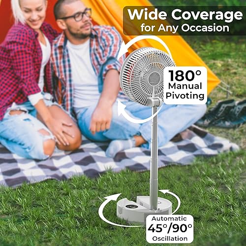 Miniatura 4 de Ventilador de campamento con batería de 40000 mAh, ventilador de mesa oscilante recargable de 106 horas con luz y temporizador, ventilador de viaje