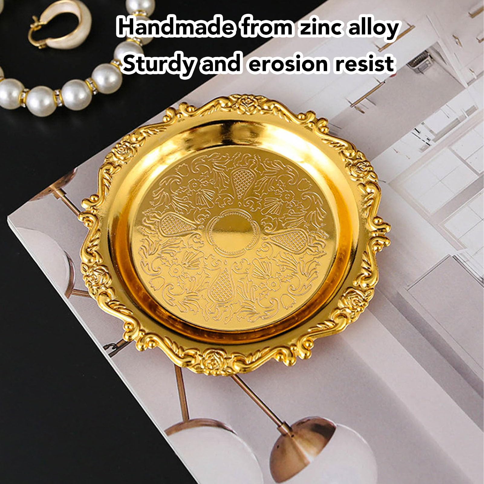 Plaques de Desserts en or, Scoupe à Main en Métal de 6 Pièces 9 Cm, Petites Assiettes pour le Buffet de Mariage et Affichage de Rassemblement