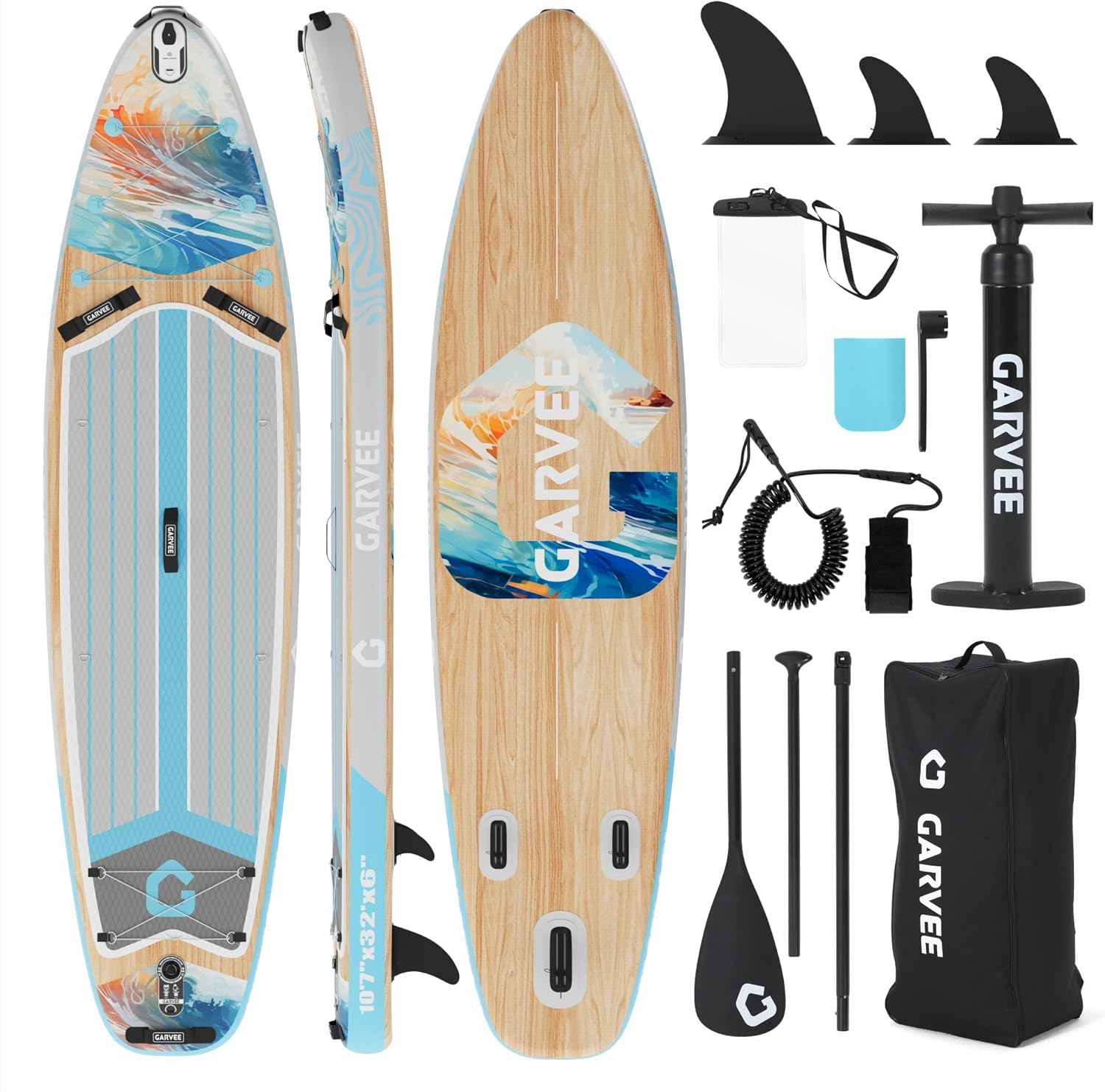 GarveeLife Inflatable Paddle Board,10.6/11FT Inflatable Stand Up Paddle Board with Premium SUP Paddleboard Accessories, Wide Stable Design, Non-Slip Comfort Deck for All Skill Level