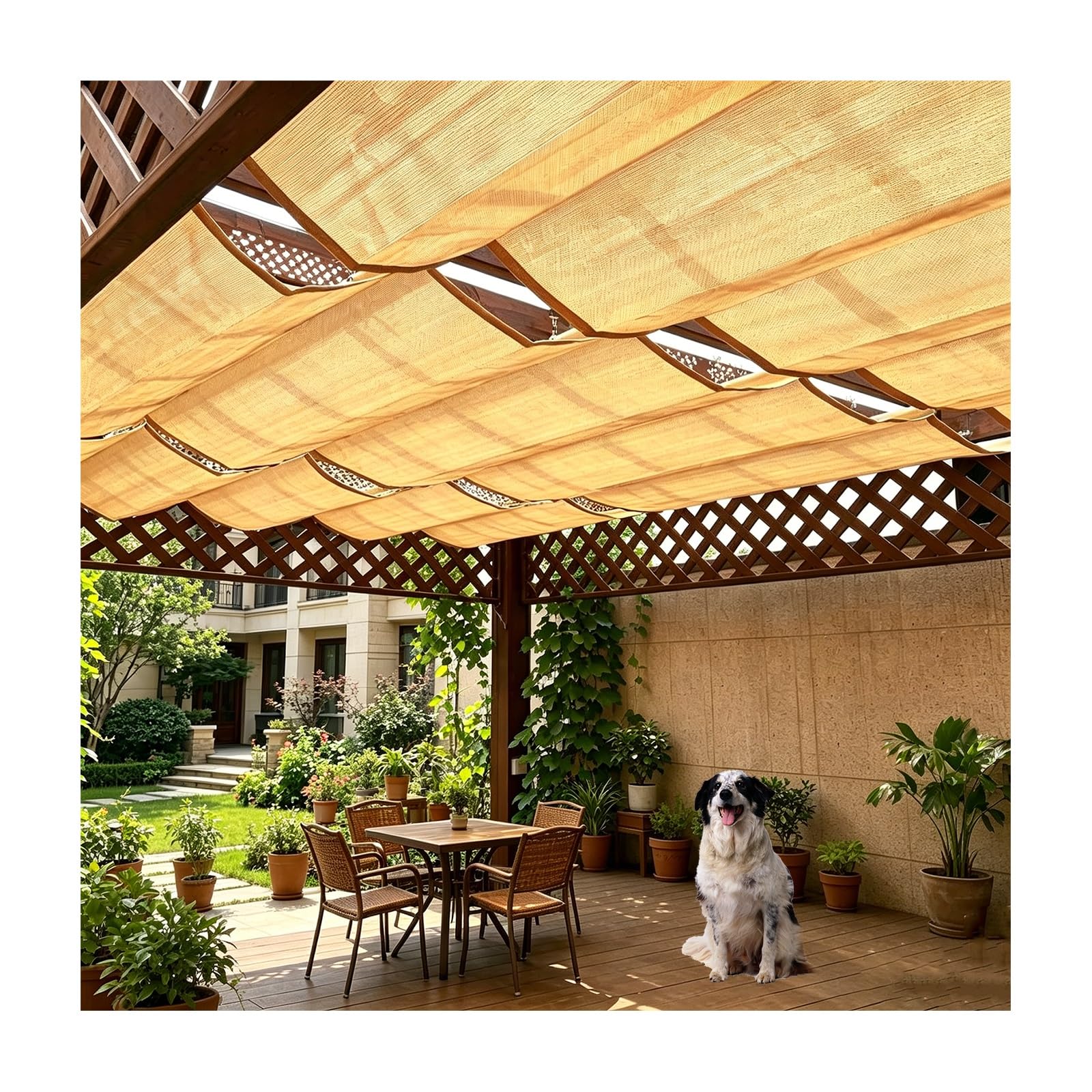 Chowany wodoodporny zadaszenie żaglowe - Wave Sun e, pokrowiec na telewizor 2,5 m x 6 m, na patio, tarasy i podwórze, odporny na promieniowanie UV
