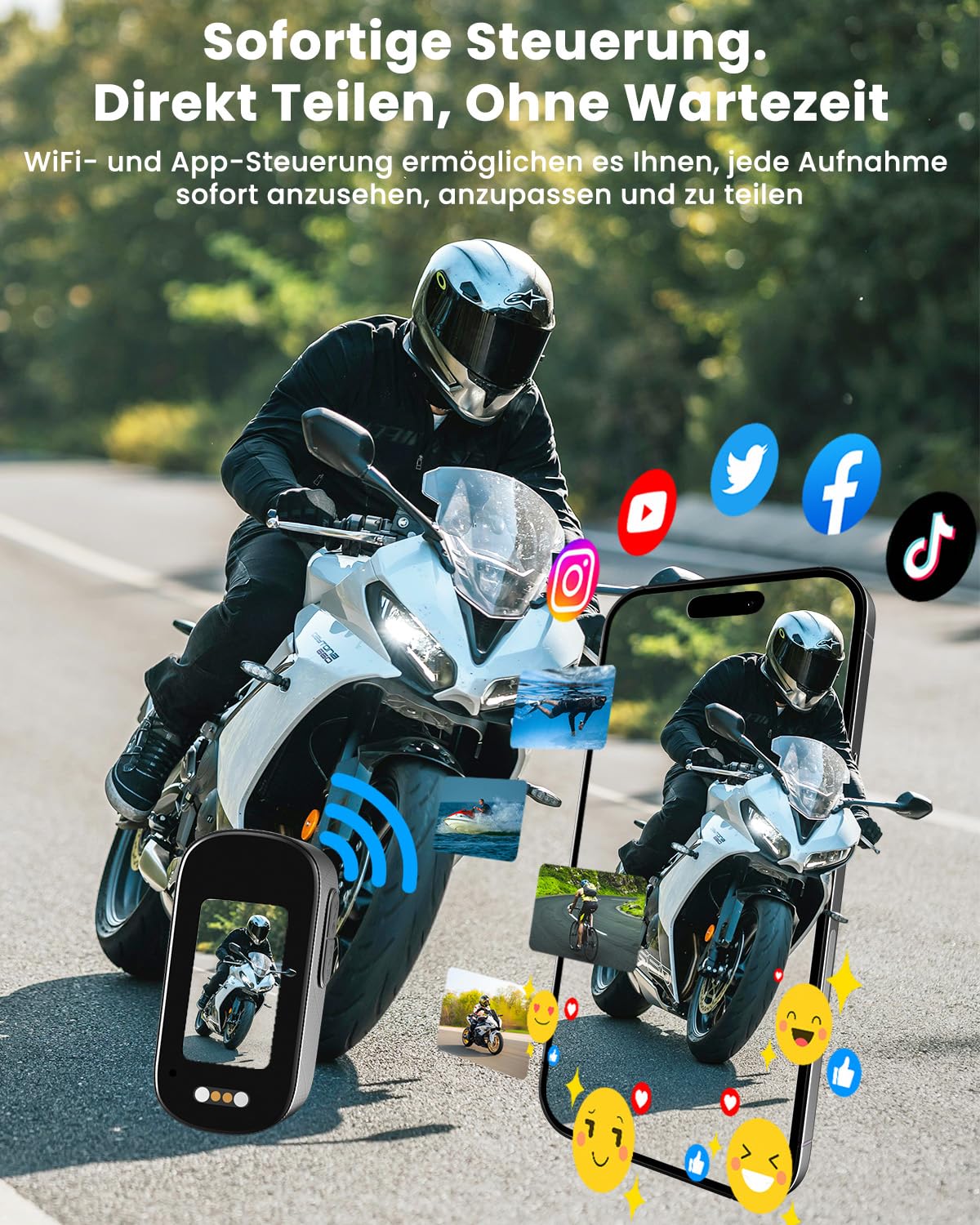 Bodycam, Mini Action Cam 4K mit Display, Wasserdicht WiFi Bodycam Körperkamera Mini mit 64GB Karte, POV Kamera 1200-mAh, Unterwasserkamera, helmkamera Motorrad, Loop-Funktion Dashcam Fahrrad