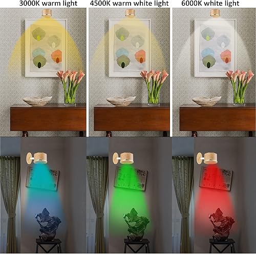 Miniatura 10 de MIOBLUE Foco LED inalámbrico alimentado por battey, luz de imagen recargable con sensor de movimiento, lámpara de pared LED de ojo de gato, lámpara