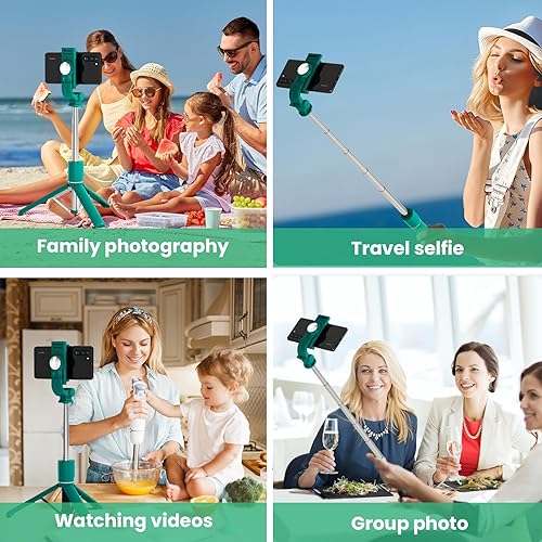 Miniatura 7 de Palo selfie para iPhone trípode con control remoto inalámbrico extensible, trípode extensible para selfie stick para iPhone y Android, para viajes