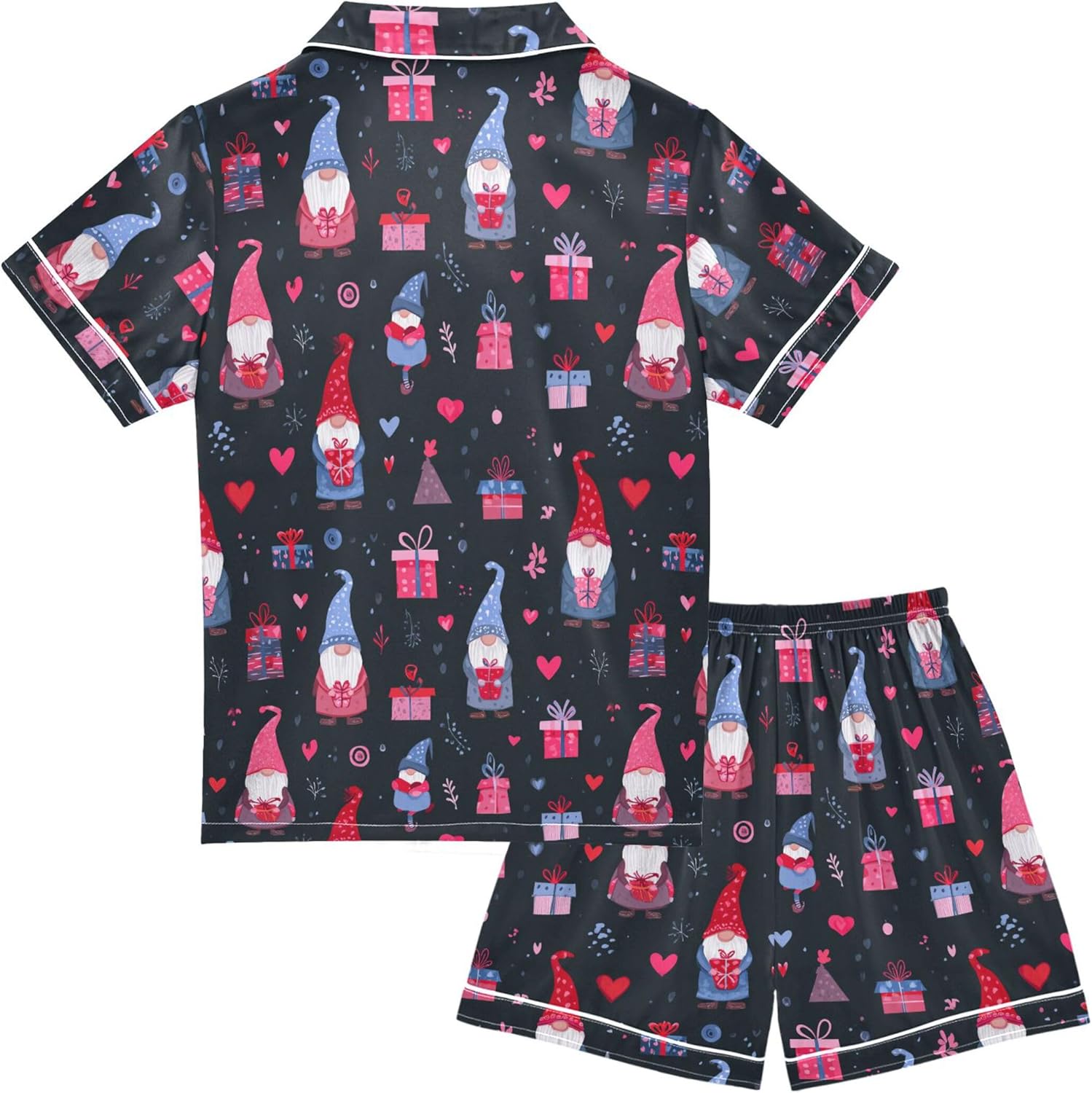 Silk Pajama Sets Short Sleeve Pajamas Soft Sleepwear 2 Piece Pjs Set