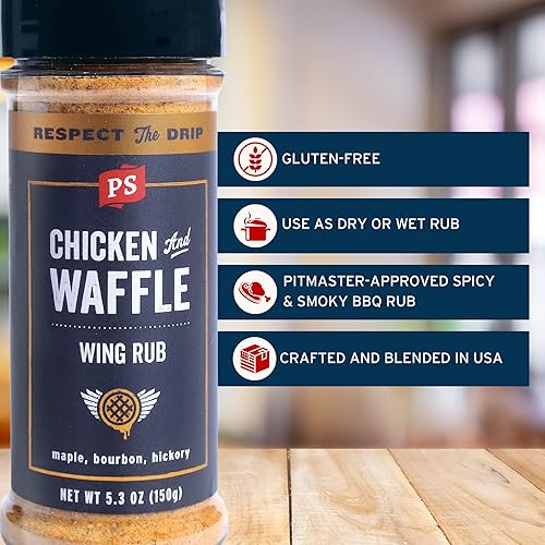 Miniatura 2 de PS Seasoning Alas de pollo y waffle, condimento de alas de pollo de arce, aroma de alas dulces y ahumadas con arce, bourbon, nogal, condimento de