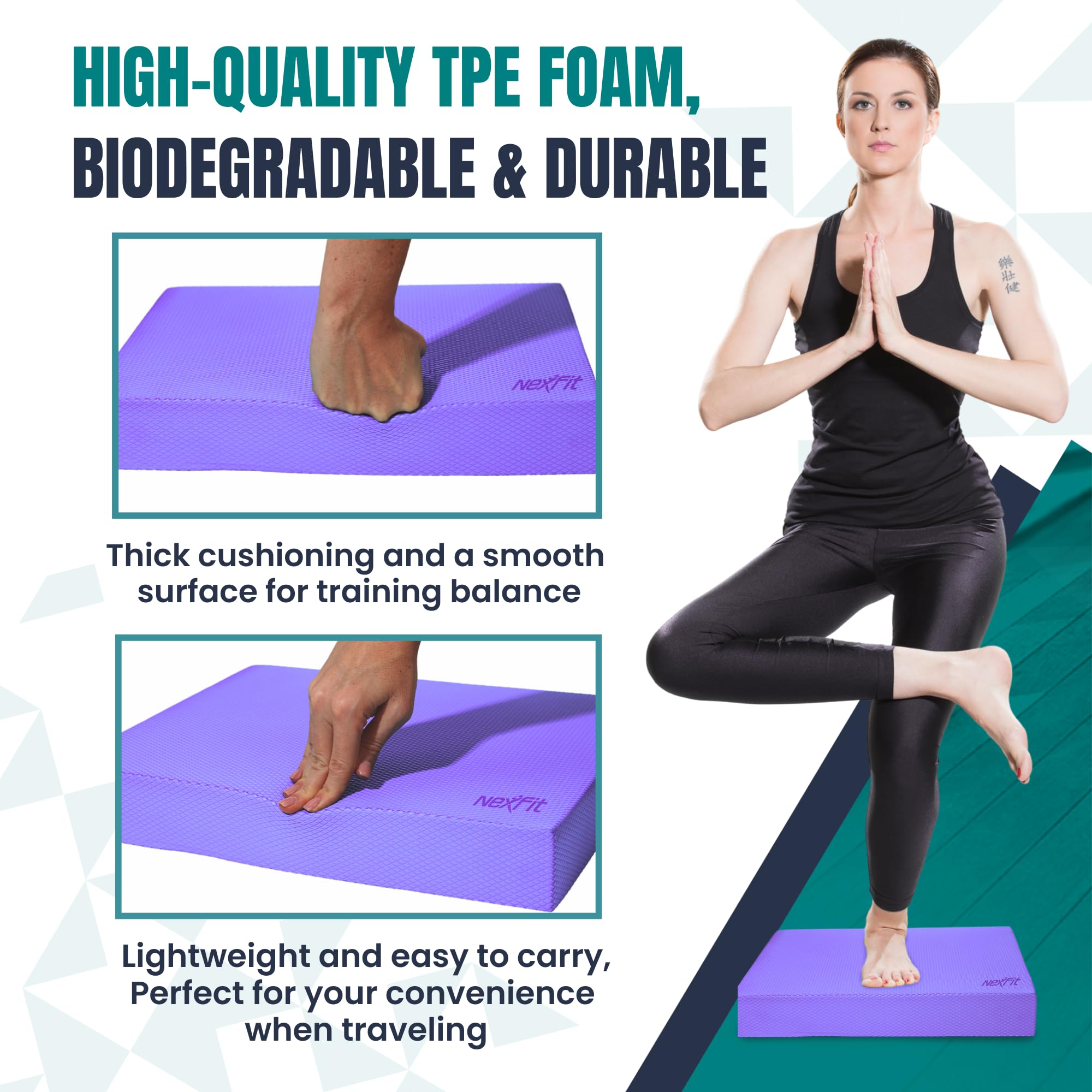 Cuscinetto per equilibrio ad alta densità, in schiuma TPE resistente, per fisioterapia, con superficie antiscivolo, leggero, per allenamenti a casa e in palestra, per migliorare la forza e
