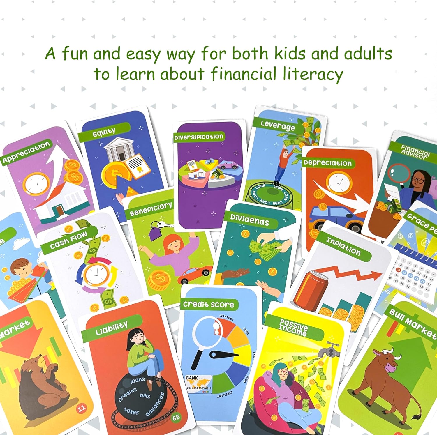 110 Financial Literacy Flash Cards for Kids & Teens - Learn Money Management, Budgeting, Savings & Investment Skills - Engaging Educational Tool With Fun Activities - Cash Flow & Economic Empowerment