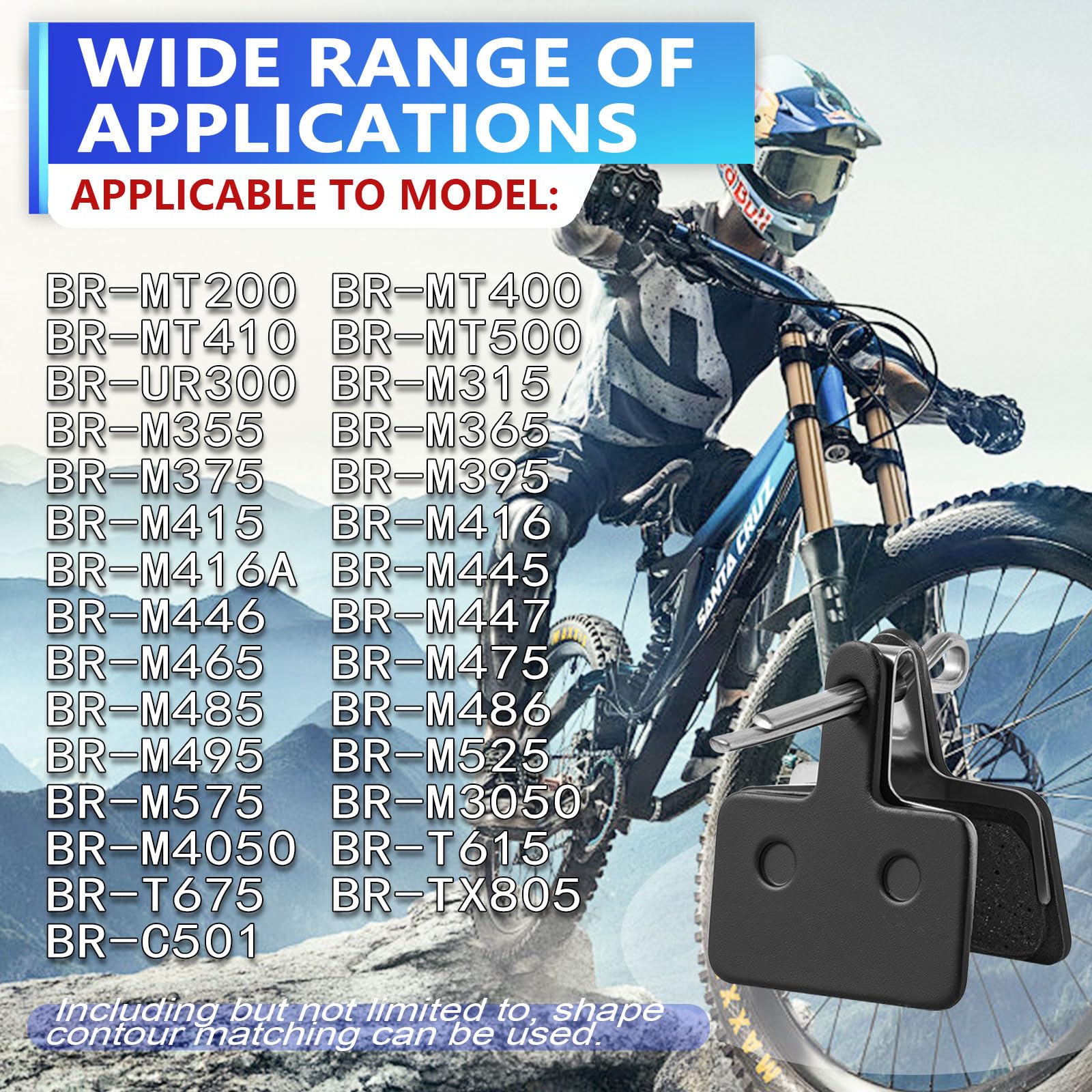 6 Par Klocków Hamulcowych Rowerowych dla Shimano B01S B03S B05S, Wysokowydajne Półmetalowe Klocki Hamulcowe Tarczowe, Kompatybilne z MT200 MT400 MT500 T675 M575 M525 M495 M486 M485