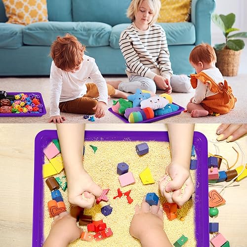 Vista 26 de Maitys 24 bandejas de plástico para arte, bandeja organizadora para manualidades, bandeja para servir, bandejas de arena apilables, para la escuela