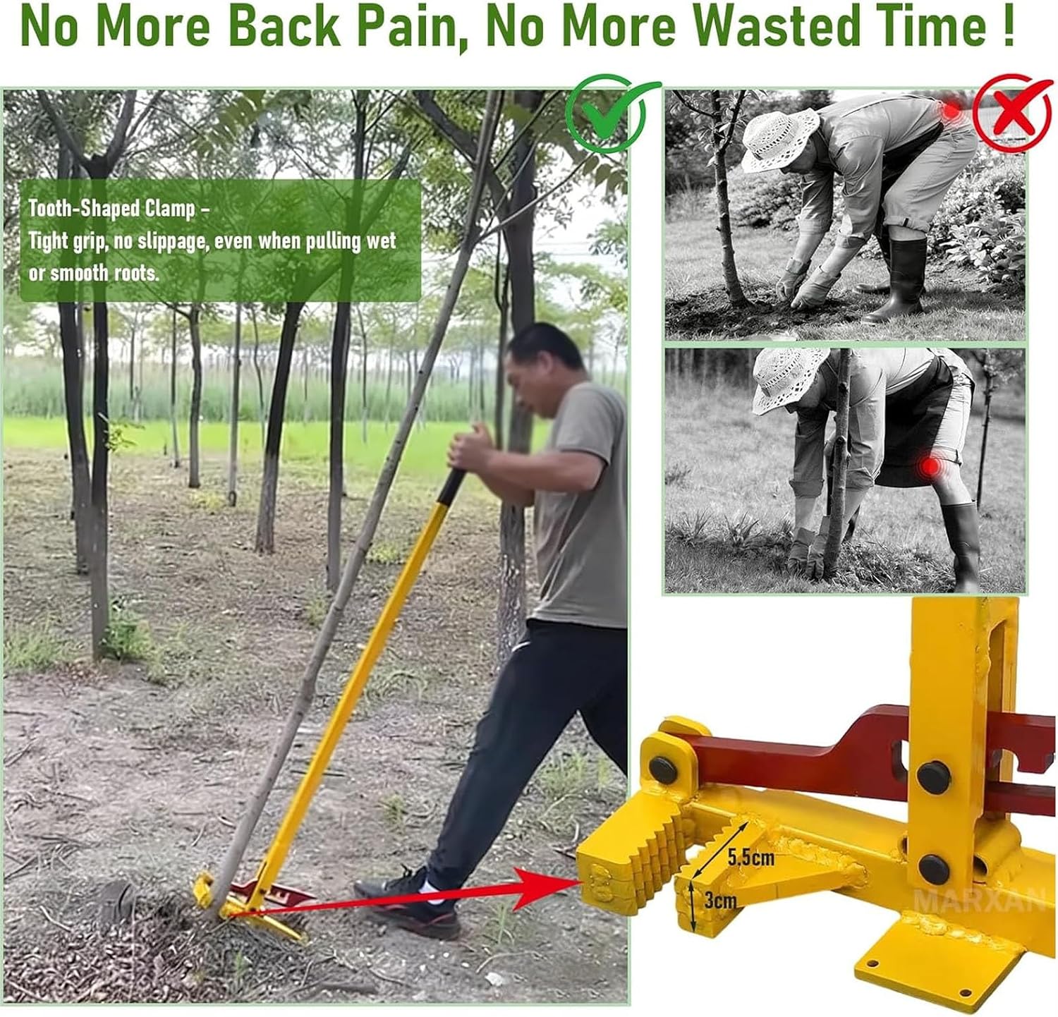 Sapling Puller with 4-Gear Adjustable Jaw,Stump Remover Tool for Farm Yard Garden,Tree Root Puller,Wood Piles/T-Post/Bushes Extraction Lifter