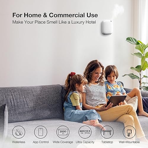 Miniatura 3 de Airversa ANW-White - Difusor de aceite esencial sin agua para uso doméstico y comercial, capacidad de hasta 2000 pies cuadrados, difusor de aroma de