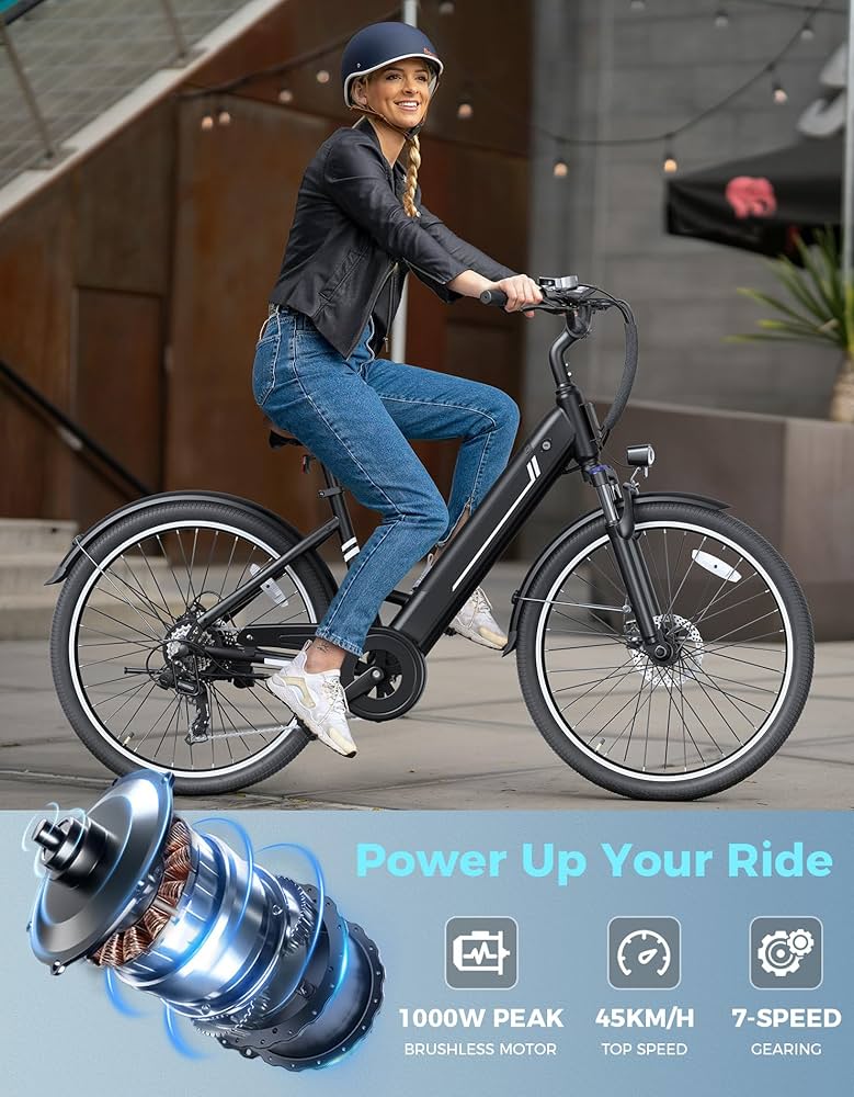  Peak - akikooo Jasion Electric Bike for Adults, Up to 45 KM/H, 1000W Peak