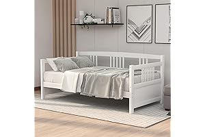 Merax Ivory White Twin Daybed with Rails