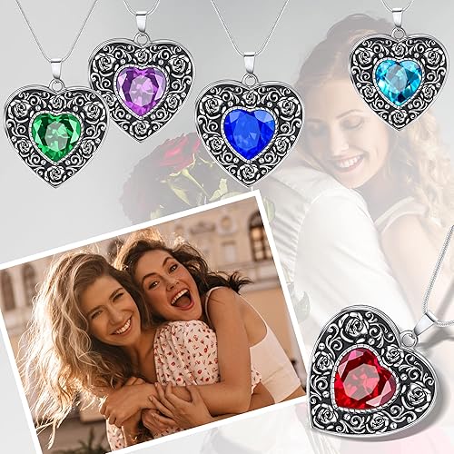 Miniatura 4 de Fanery Sue Locket Necklace for Women, Silver Lockets Heart Locket Sunflower Rose Necklaces Custom Picture Pendant Jewerly Memorial Mothers Day Gifts