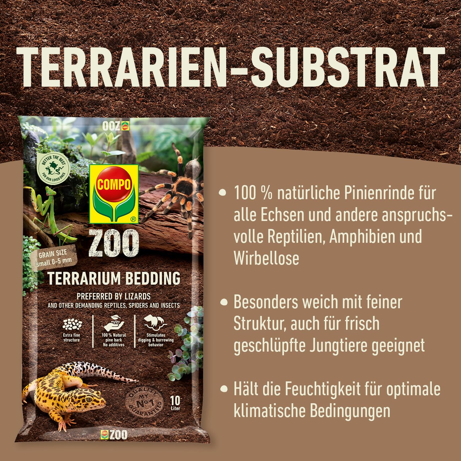 COMPO Podłoże do terrariów Zoo, uniwersalny, drobna ziarnistość 0-5 mm