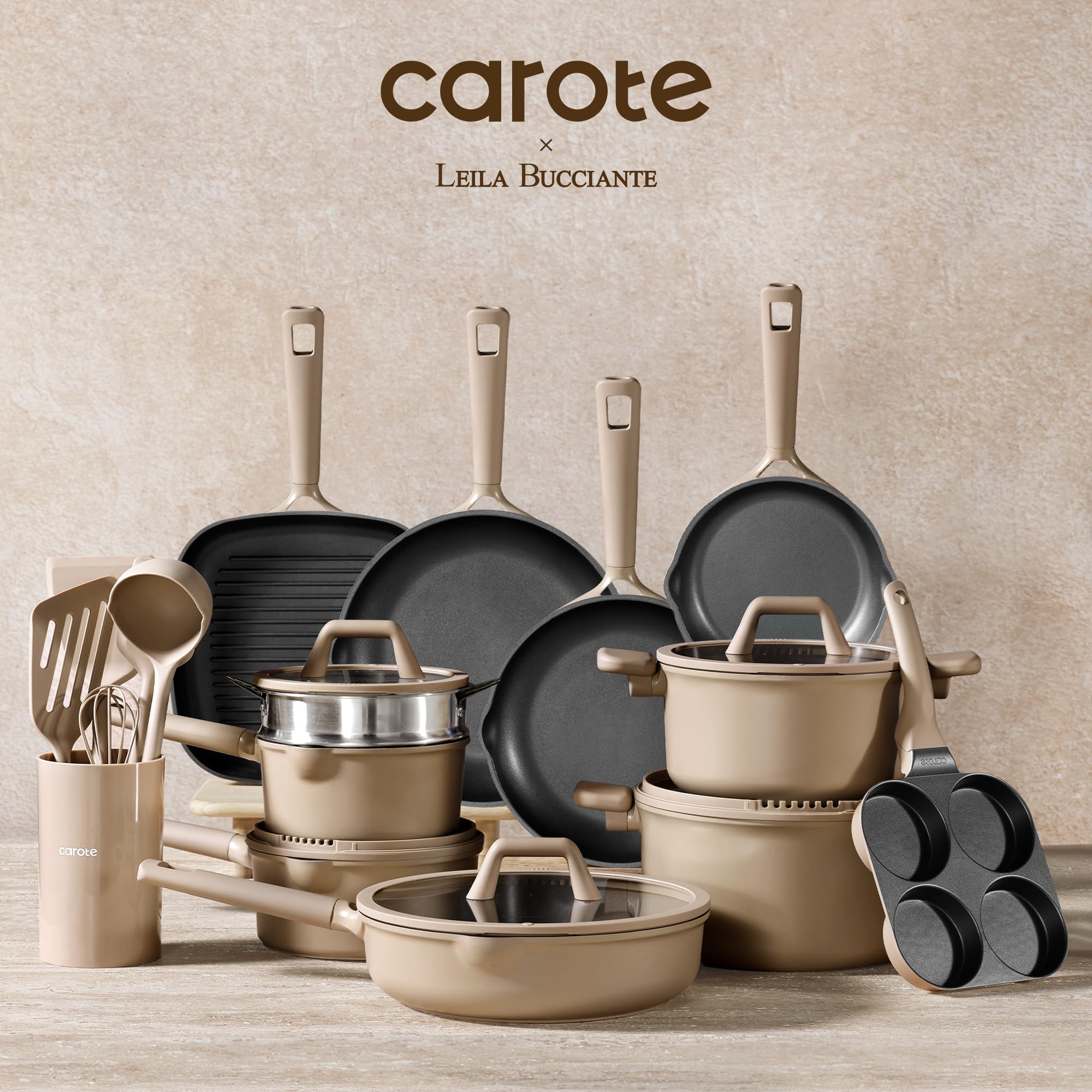 CAROTE 31PCS Pots and Pans Set, Nonstick Cookware Set Kitchen Non Stick Induction Cookware Non-toxic Granite Cooking set