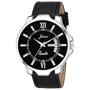 Jainx Black Day and Date Functioning Analogue Watch for Men & Boys - JM305
