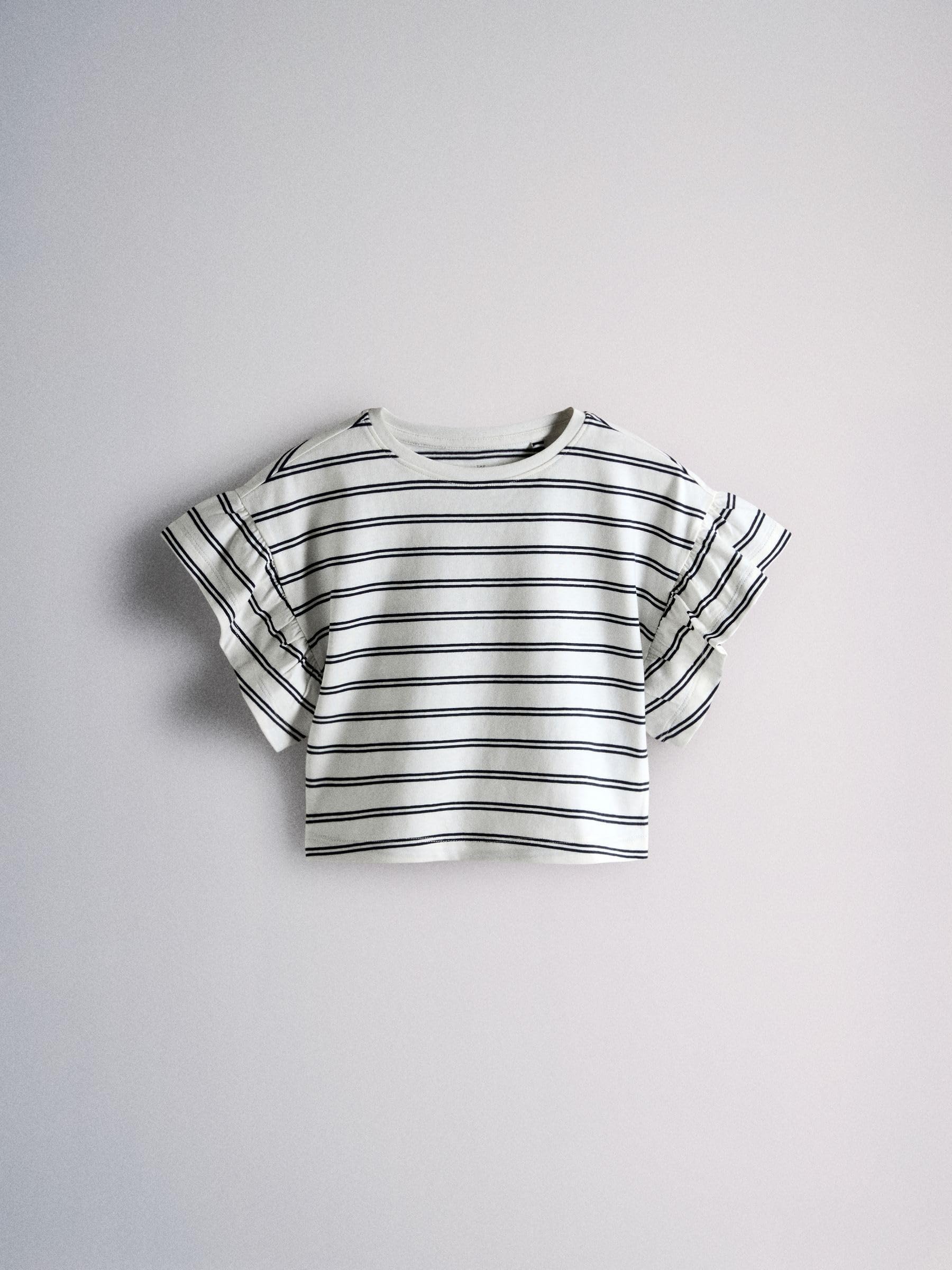 THE SET Ragazza Confezione da 4 T-Shirt in Cotone con Maniche a Volant