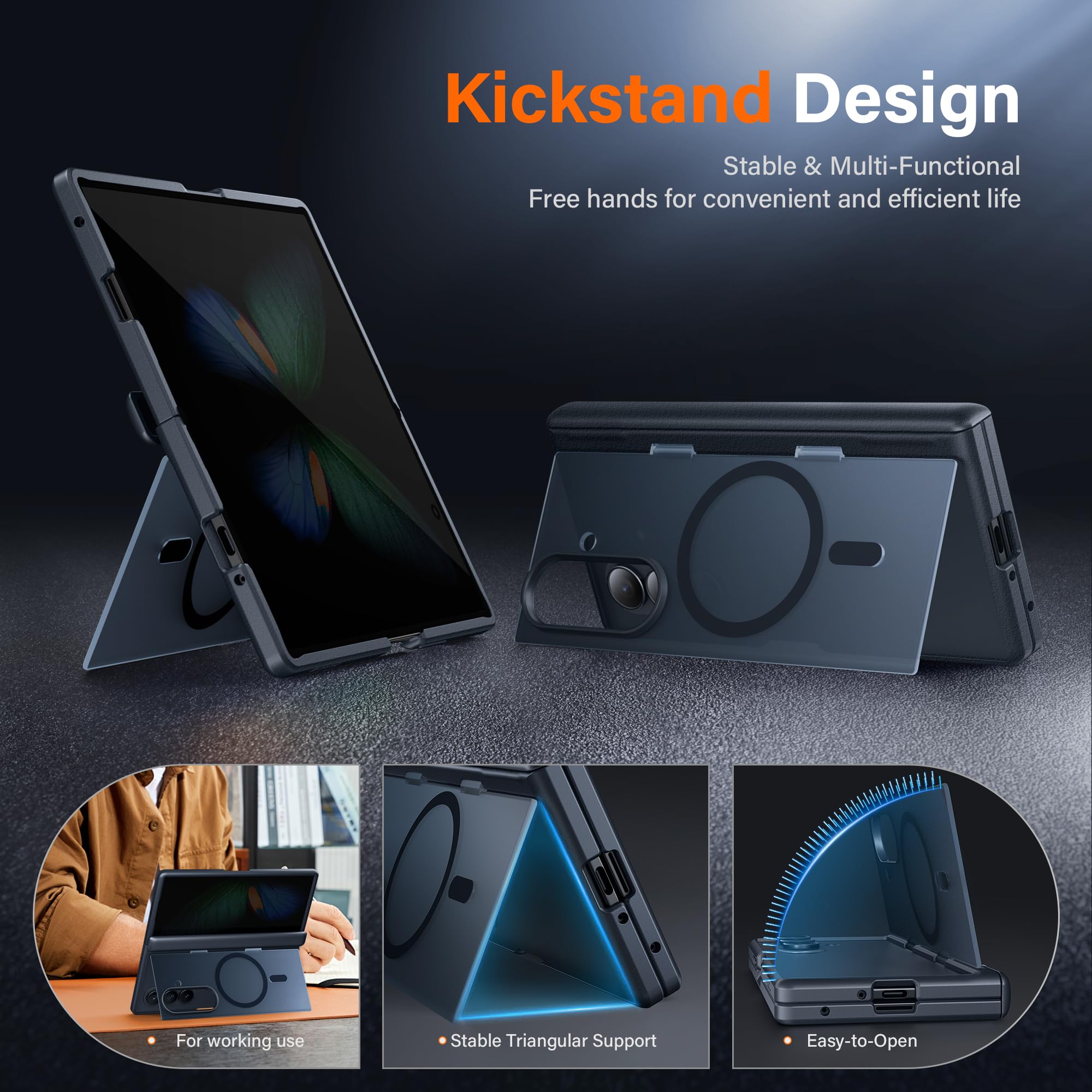MOBOSI für Samsung Galaxy Z Fold 7 Hülle mit Schutzfolie Sichtschutz,Kompatibel mit MagSafe,Handyhalterung&Scharnierschutz,Magnetisch Stoßfest Kratzfest Schutzhülle für Z Fold7,Schwarz