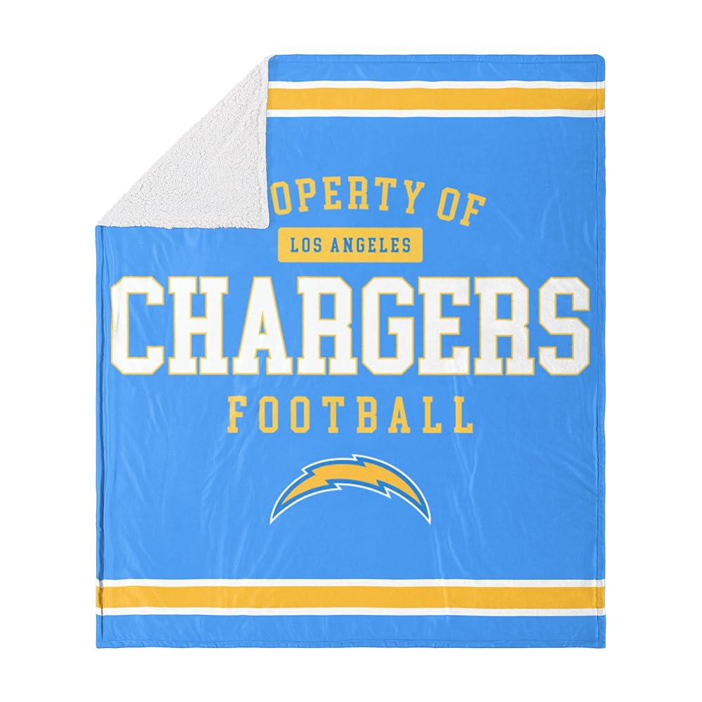 FOCO Los Angeles Chargers NFL Team Property Of Sherpa Fleece Blanket