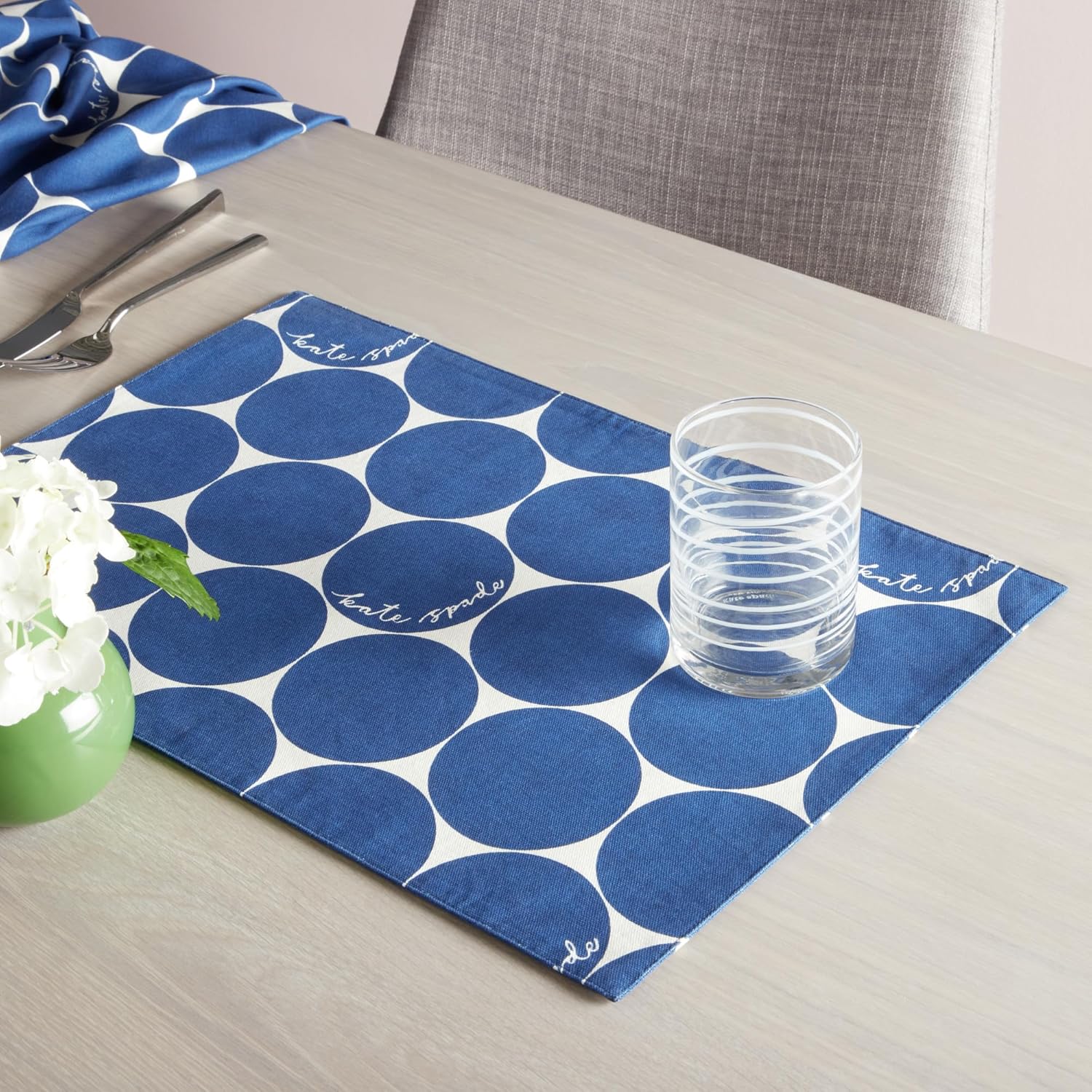 Blue and White Cotton Reversible Retro Placemats Set of 4
