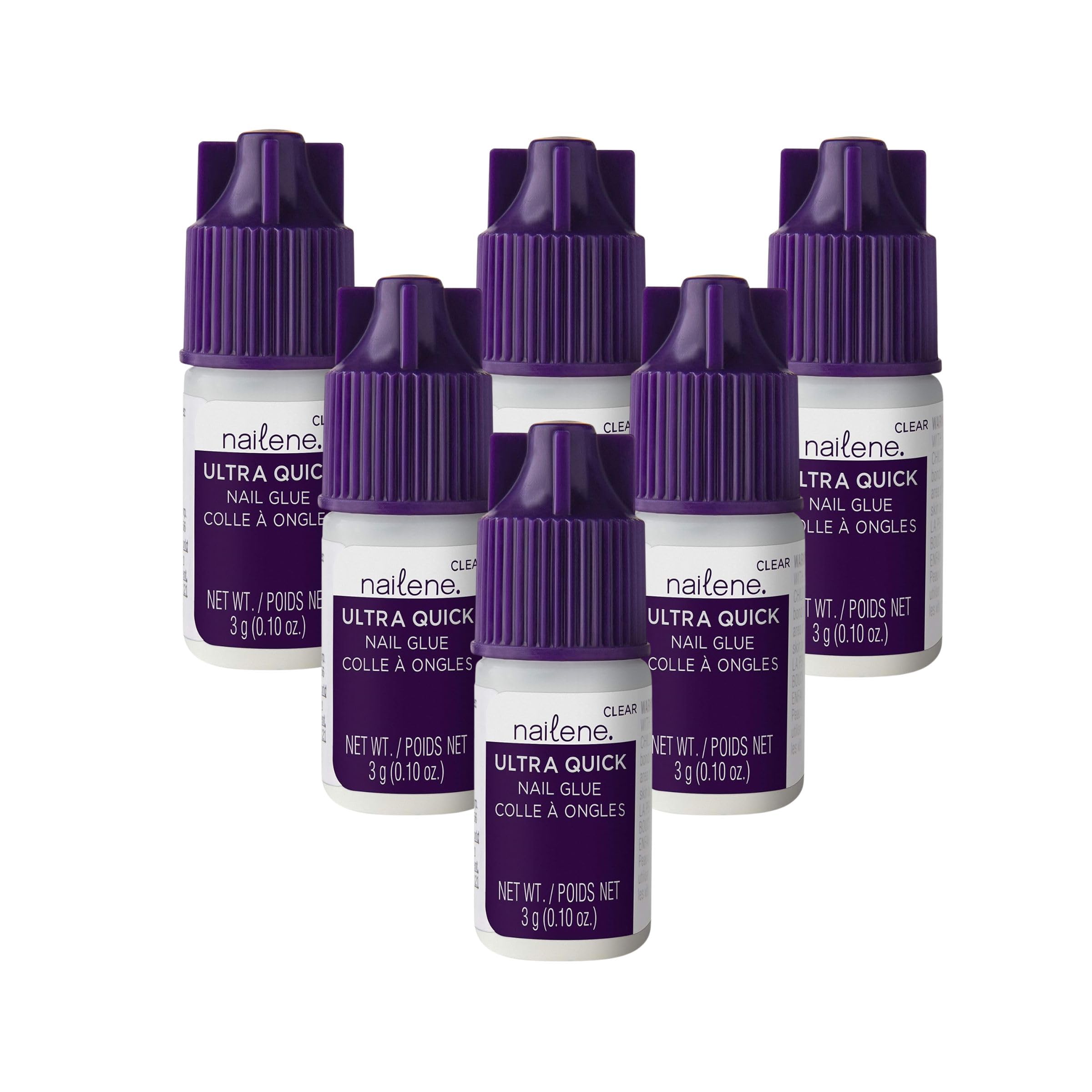 Nailene Ultra Quick Nail Glue Value Pack, Clear, Pointed Tip Precise Application, Super Fast Setting, Quick Drying, Maximum Strength, Strong Nail Glue