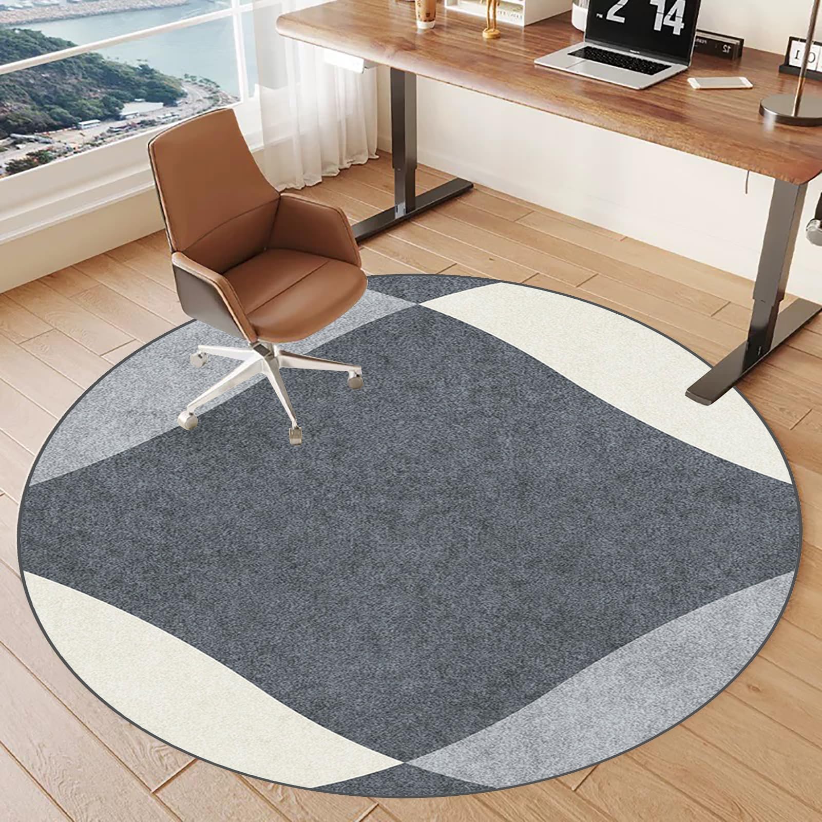 Alfombra para Silla de Oficina, Alfombrilla Protectora para Suelos 120 cm, Alfombra for Silla de Escritorio, Redonda Protector Suelo Silla Ruedas, Tapete Protector para Suelo, Alfombra Suelo Gaming