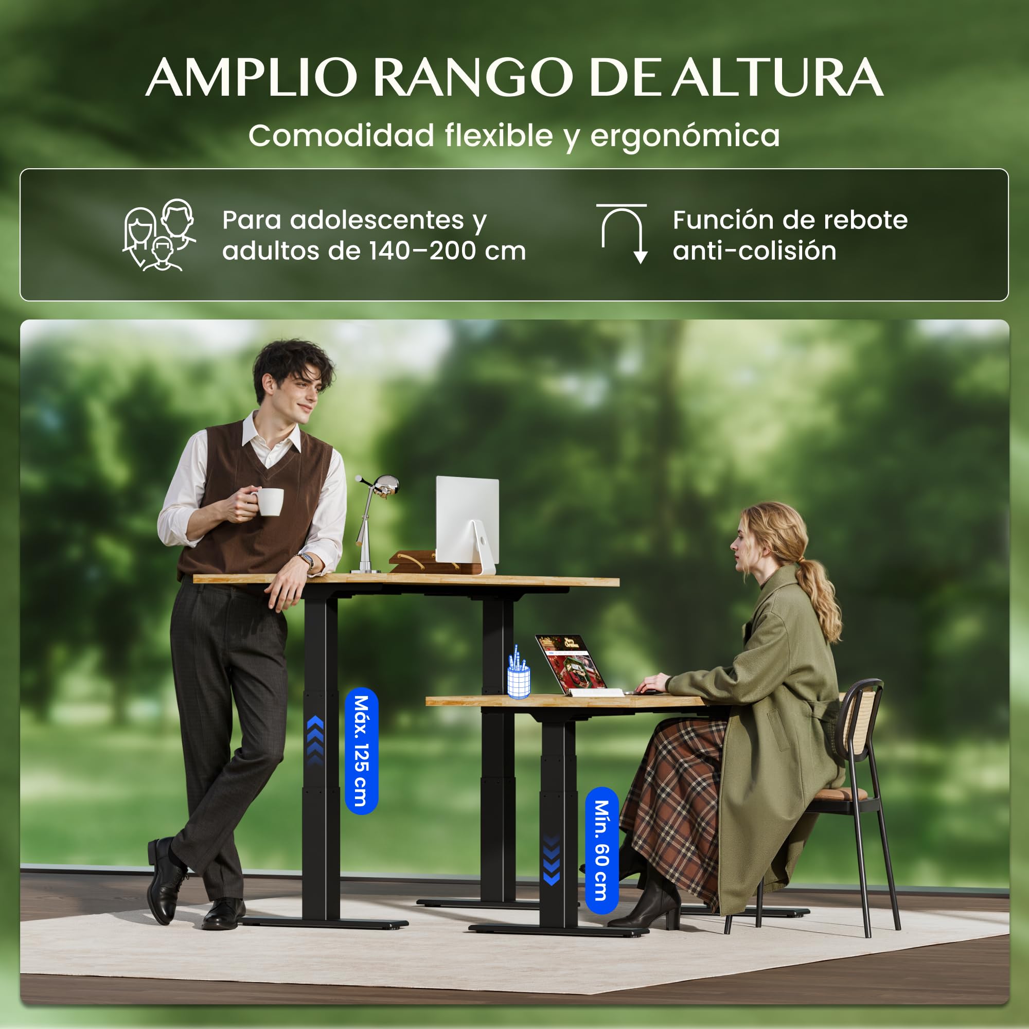 FLEXISPOT Escritorio Elevable 180x80cm Mesa Eléctrico Tablero Roble