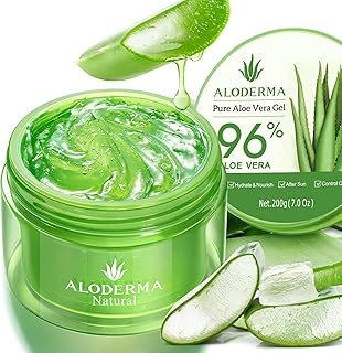 Aloderma Gel orgánico de aloe vera para cara y cuerpo, fabricado dentro de las 12 horas de la cosecha, gel de aloe vera 96% puro para piel, cuero cabelludo y cabello, hidratante calmante de aloe