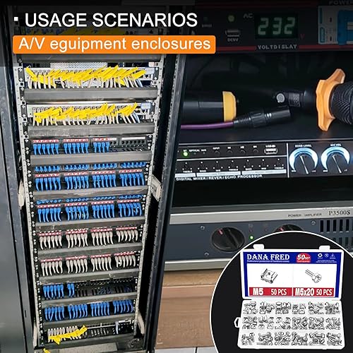 Miniatura 5 de M5X20 - Kit de tornillos de bastidor, 50 juegos de tornillos de montaje de tuercas enjauladas M5, arandelas, herrajes de agujero cuadrado métrico