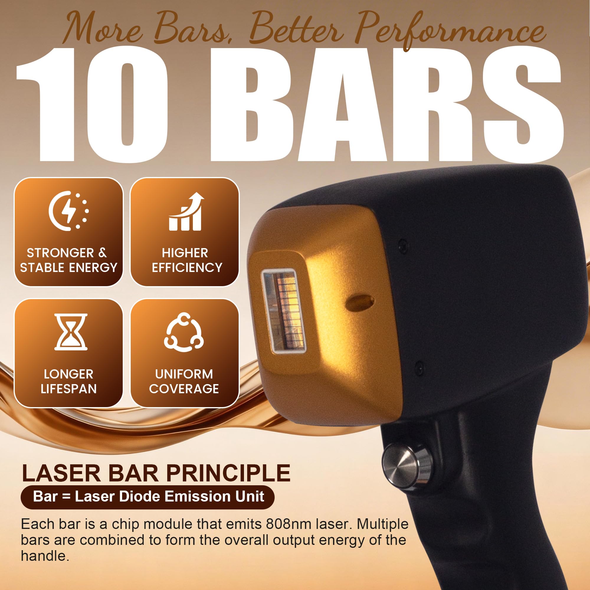 10 Bars, Epilazione laser a diodo 755nm/808nm/1064nm Epilazione indolore | Epilazione permanente Rimuovere i peli superflui da tutto il corpo Uso personale e commerciale