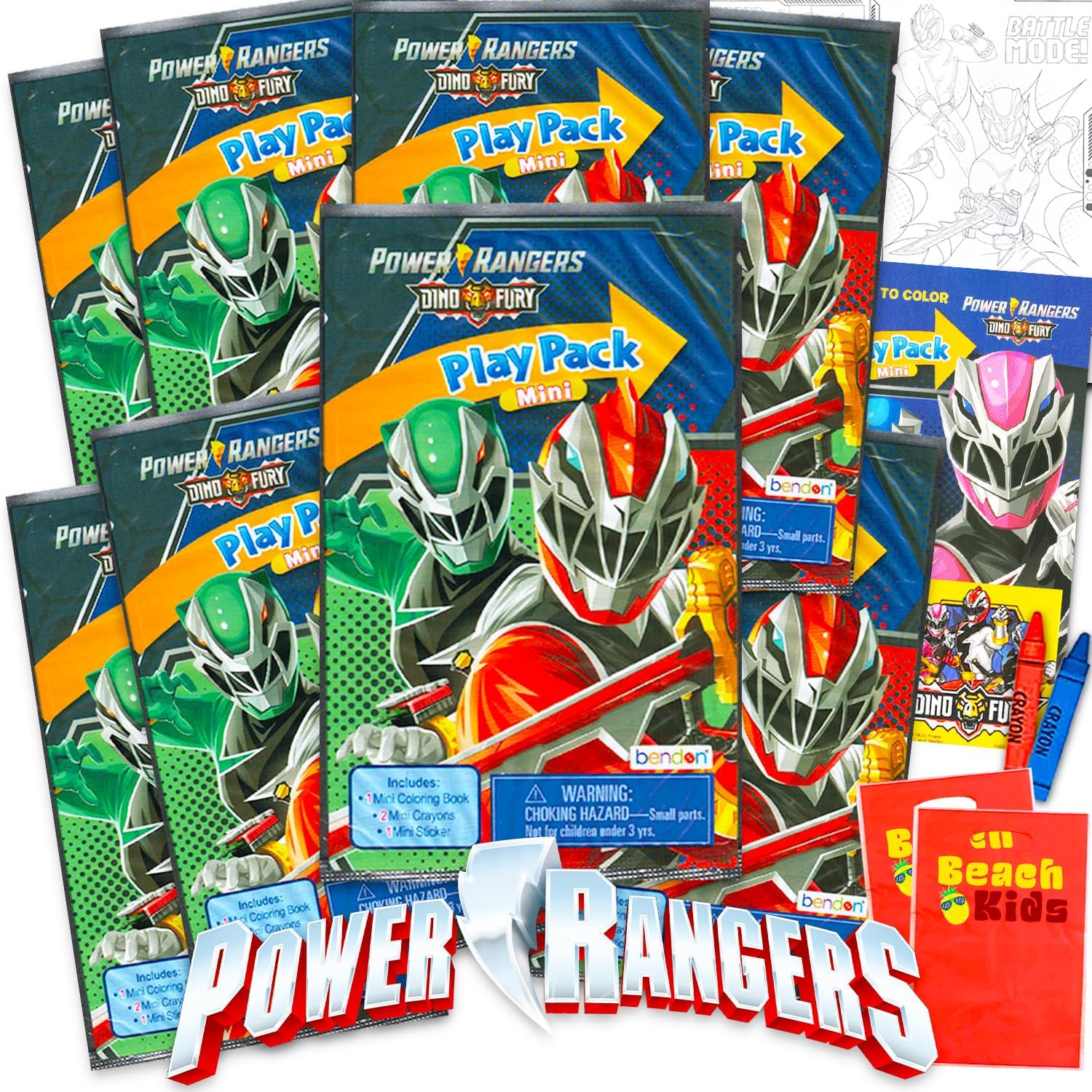 Power Rangers Party Favors for Kids Bundle - 8 Mini Activity Packs