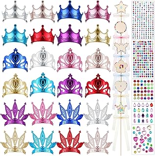 72 Pcs Foam Princess Crowns DIY Tiaras Kids Party Princess Supplies Rhin...