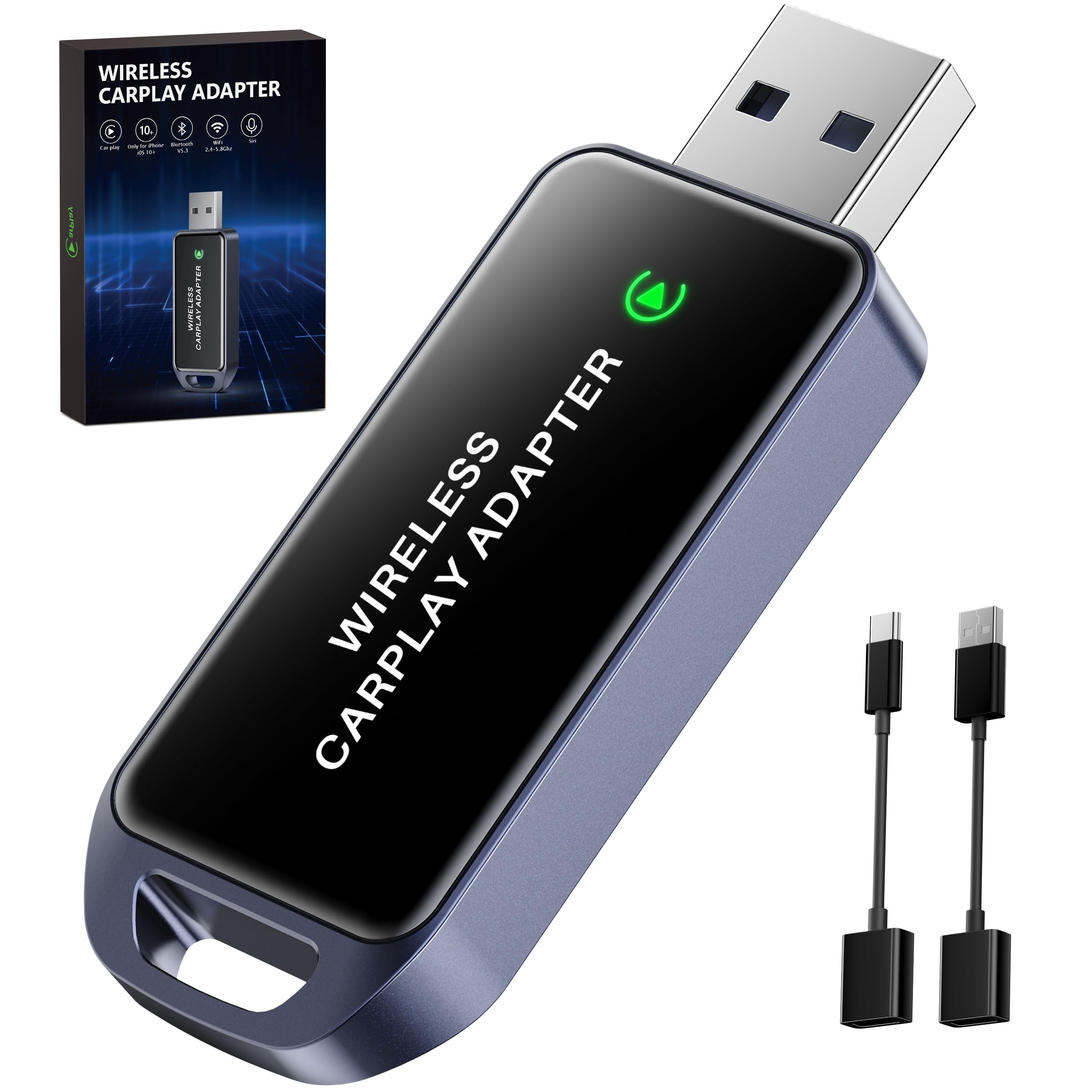 Carplay Wireless Adapter for Apple Wireless Carplay Adapter Compatible with iPhone 6+ and 2016+ Cars, Online Updates Keep Original Control，Bluetooth 2.4GHz and Wi-Fi 2.4+5.8GHz