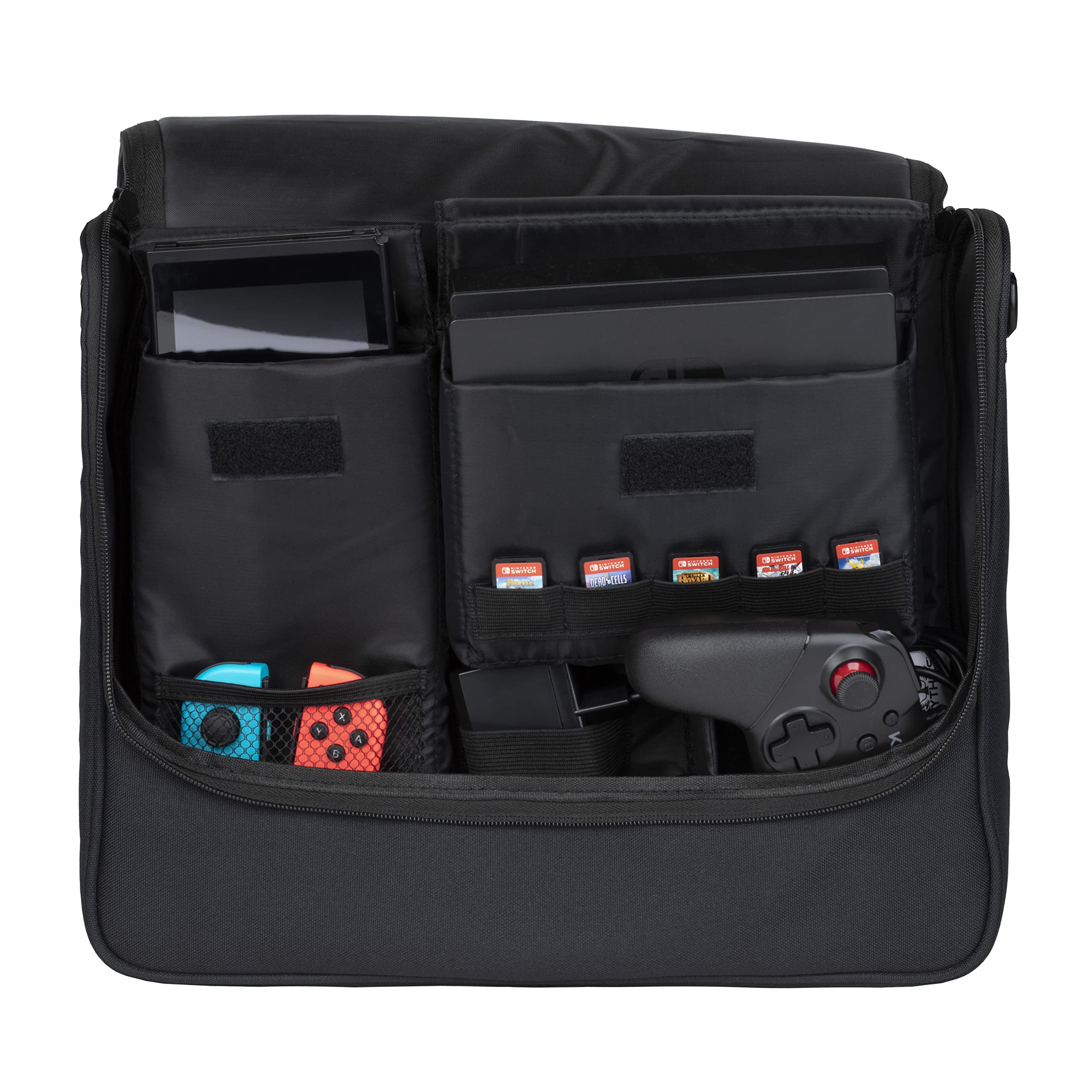 Konix Mythics Shoulder Bag for Protection and Transport Messenger Bag for Nintendo Switch, Switch Lite and Switch OLED - Black