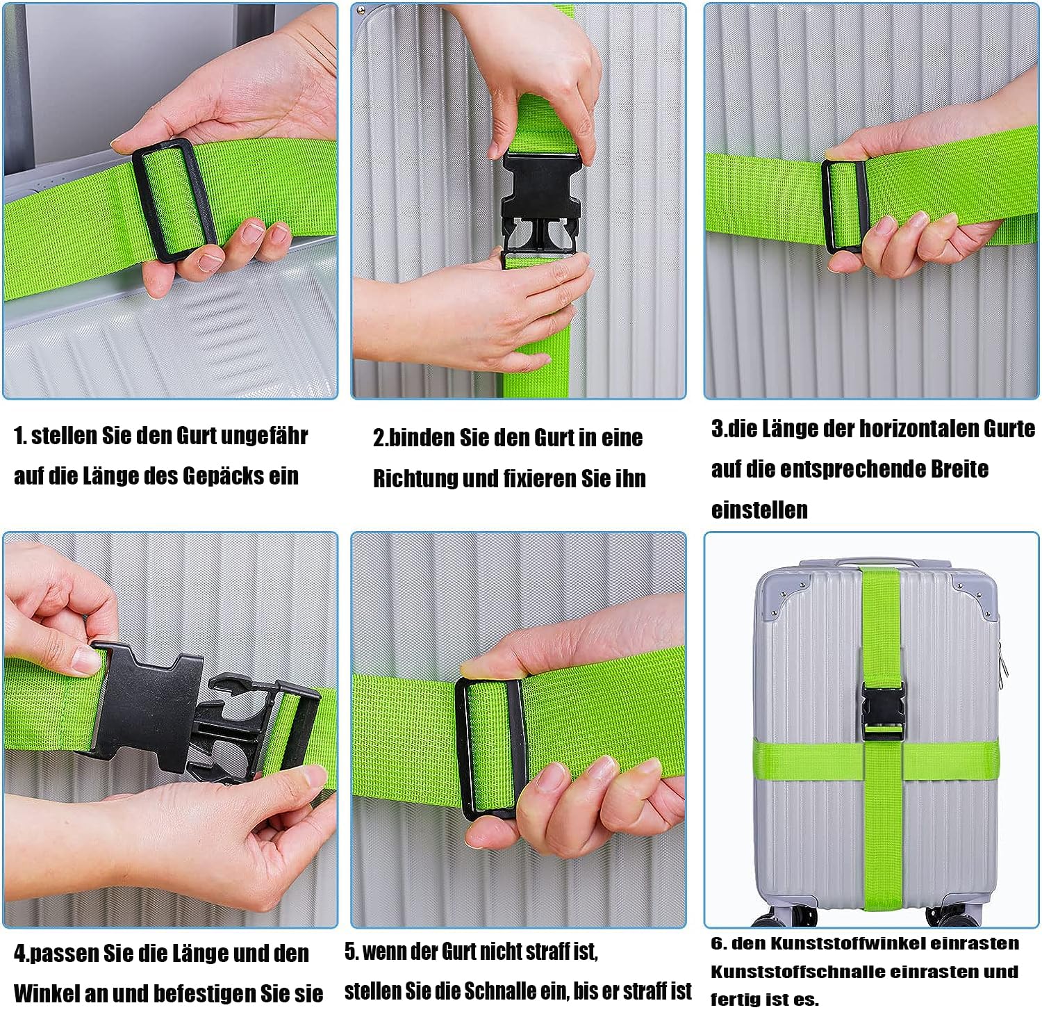 Sangles à Bagage Norhogo Lot De 4 Sangles De Valise Réglables Avec étiquette D'adresse, Sangle De Valise De Qualité Supérieure Pour Une Fermeture Sûre