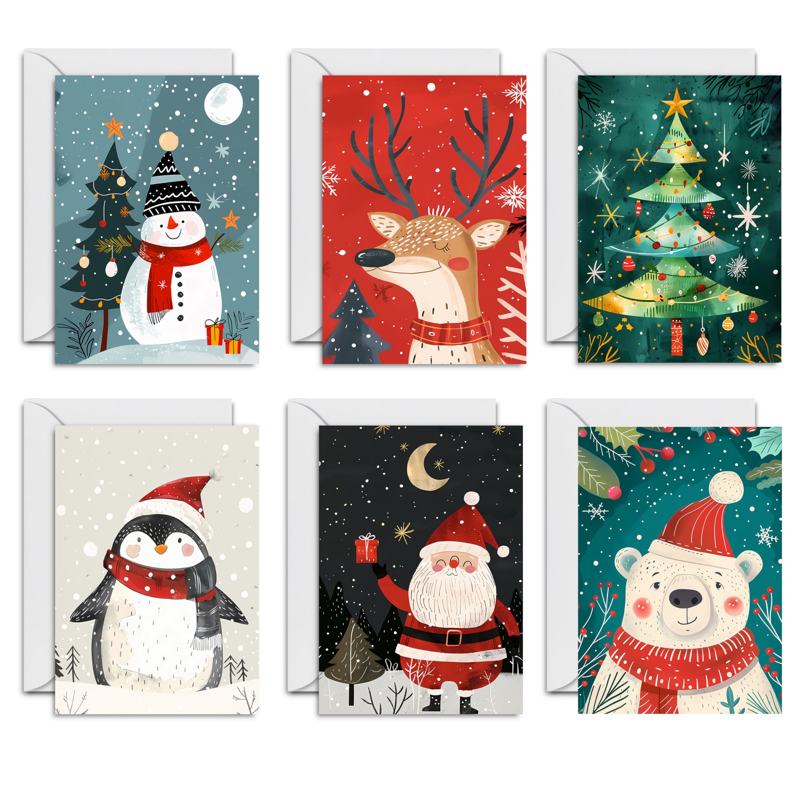 Christmas Cards Multipack, Seasonal Festive Drawings